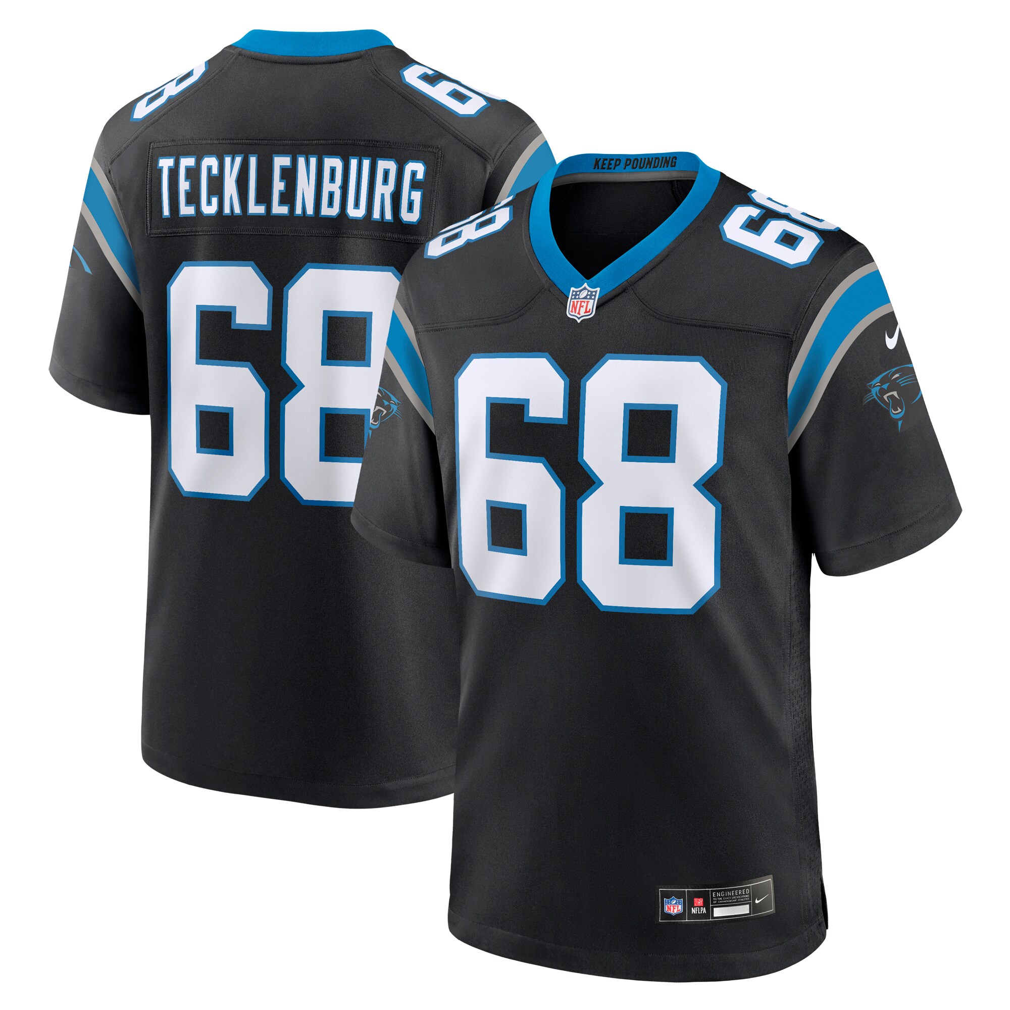 Sam Tecklenburg Carolina Panthers  Team Game Jersey - Black