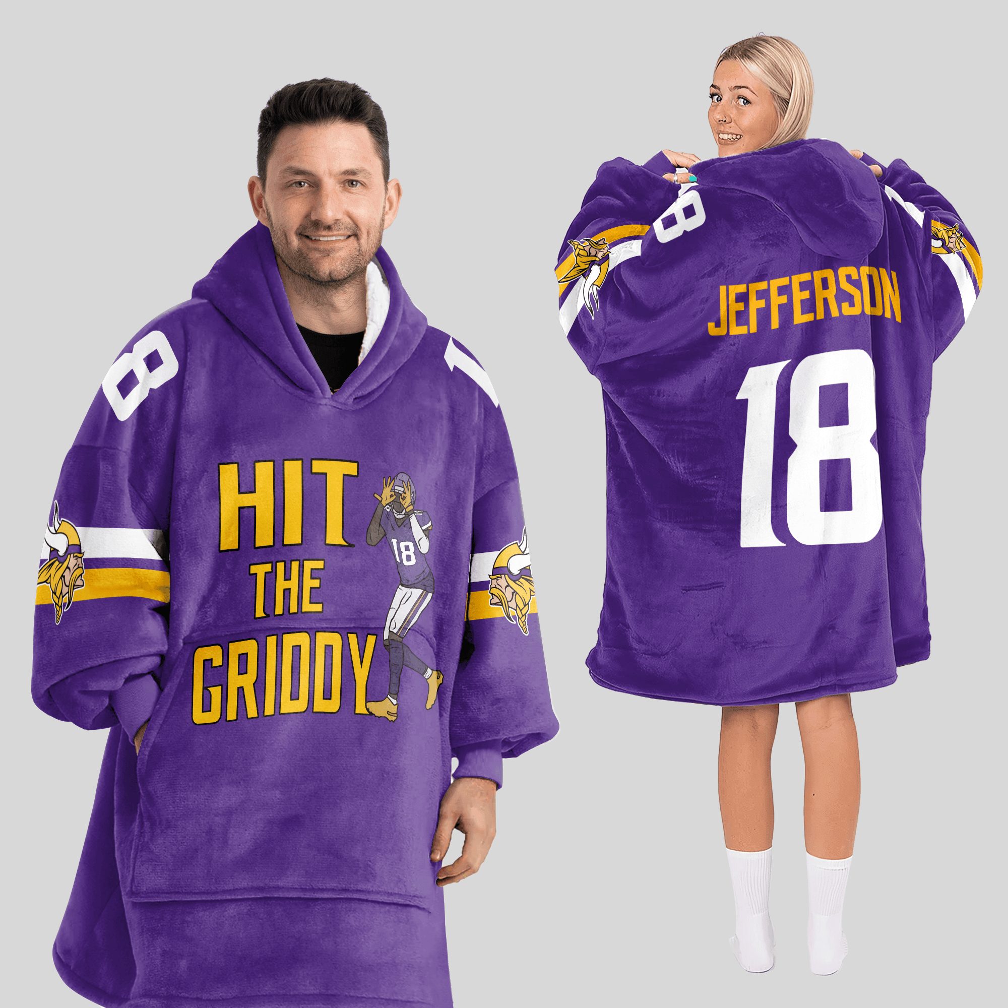 Adult 18 Minnesota Football Unisex Blanket Hoodie