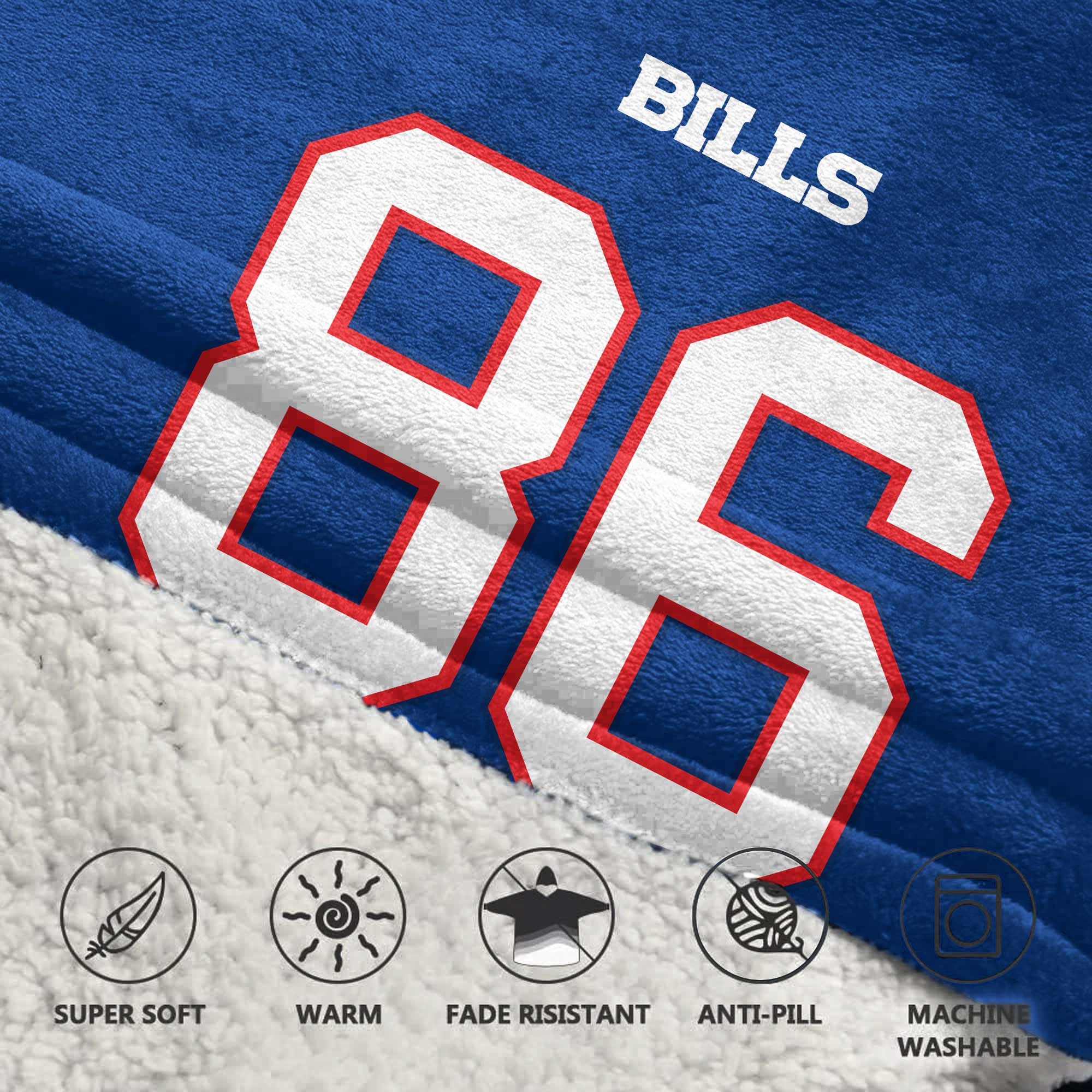 Adult 86 Buffalo Football Unisex Blanket Hoodie