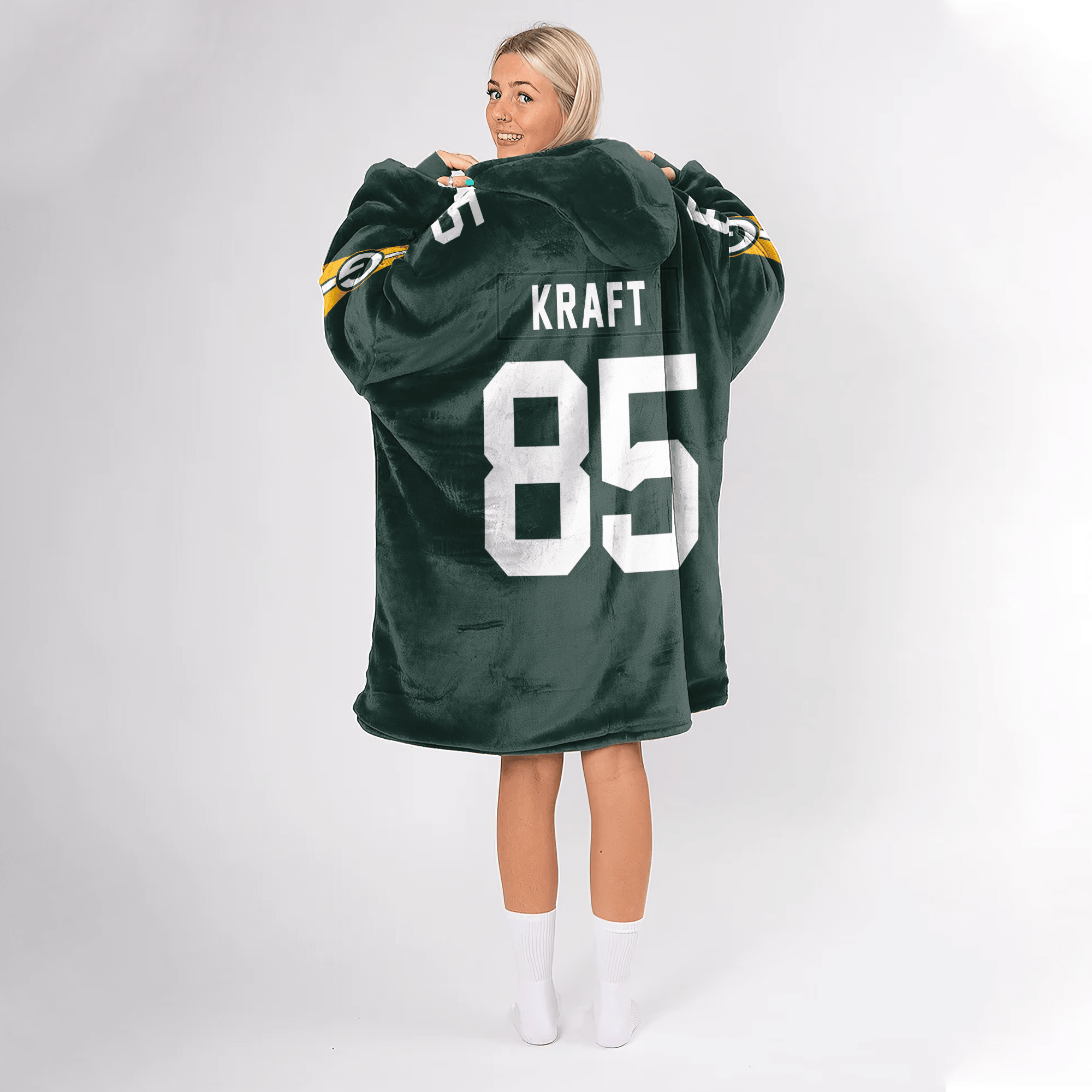 Adult T.K 85 Green Bay Football Unisex Blanket Hoodie