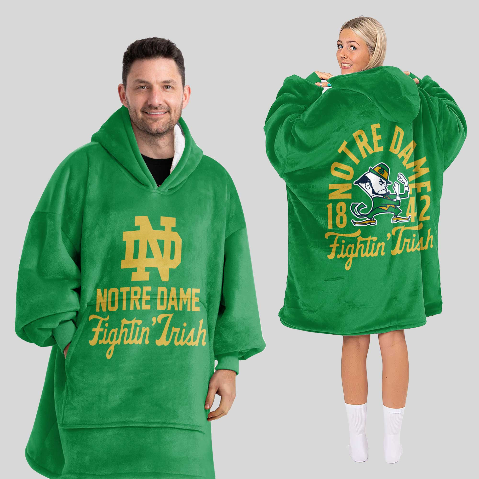 Adult Notre Dame Football Unisex Blanket Hoodie