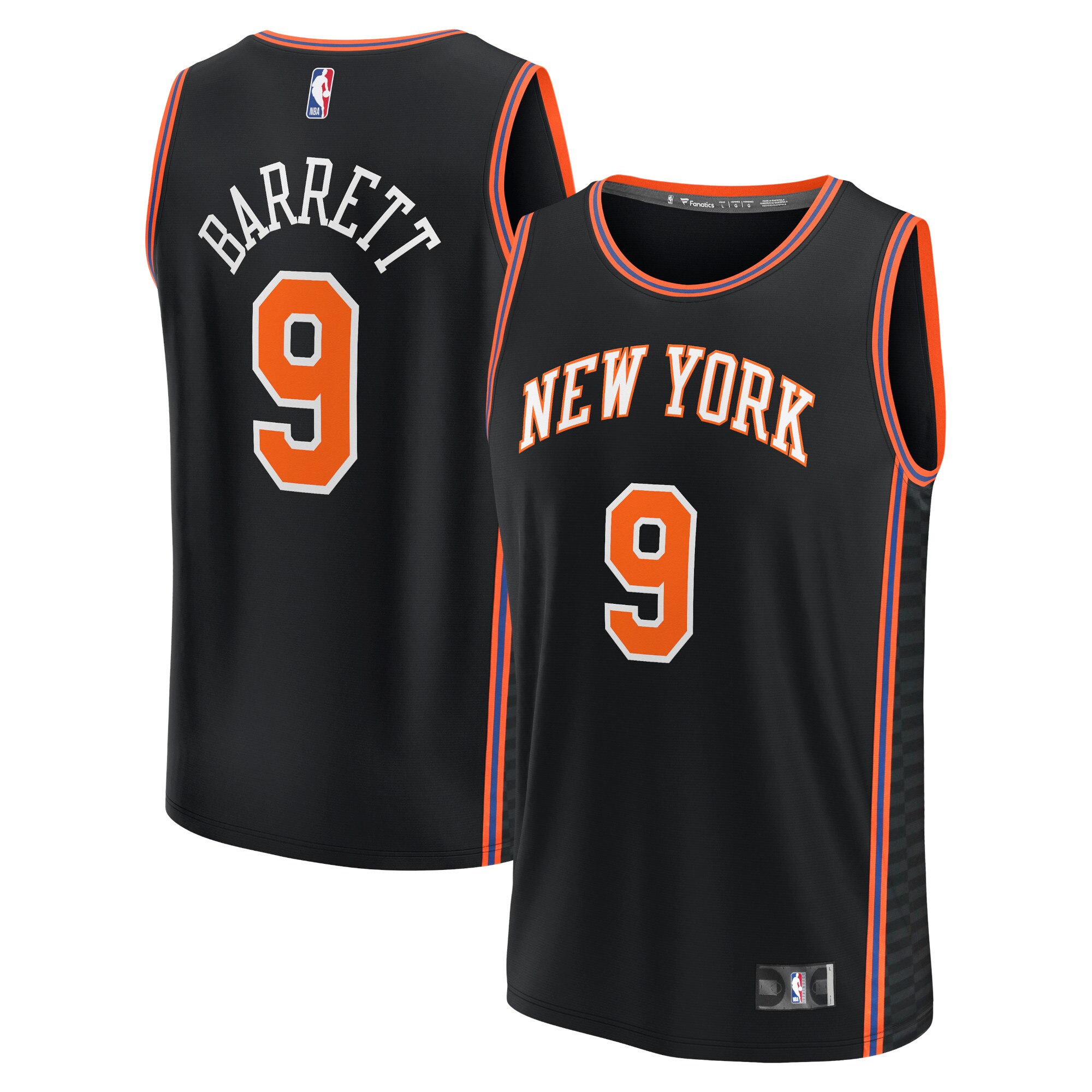RJ Barrett New York Knicks  2021/22 Fast Break Replica Jersey - City Edition - Black