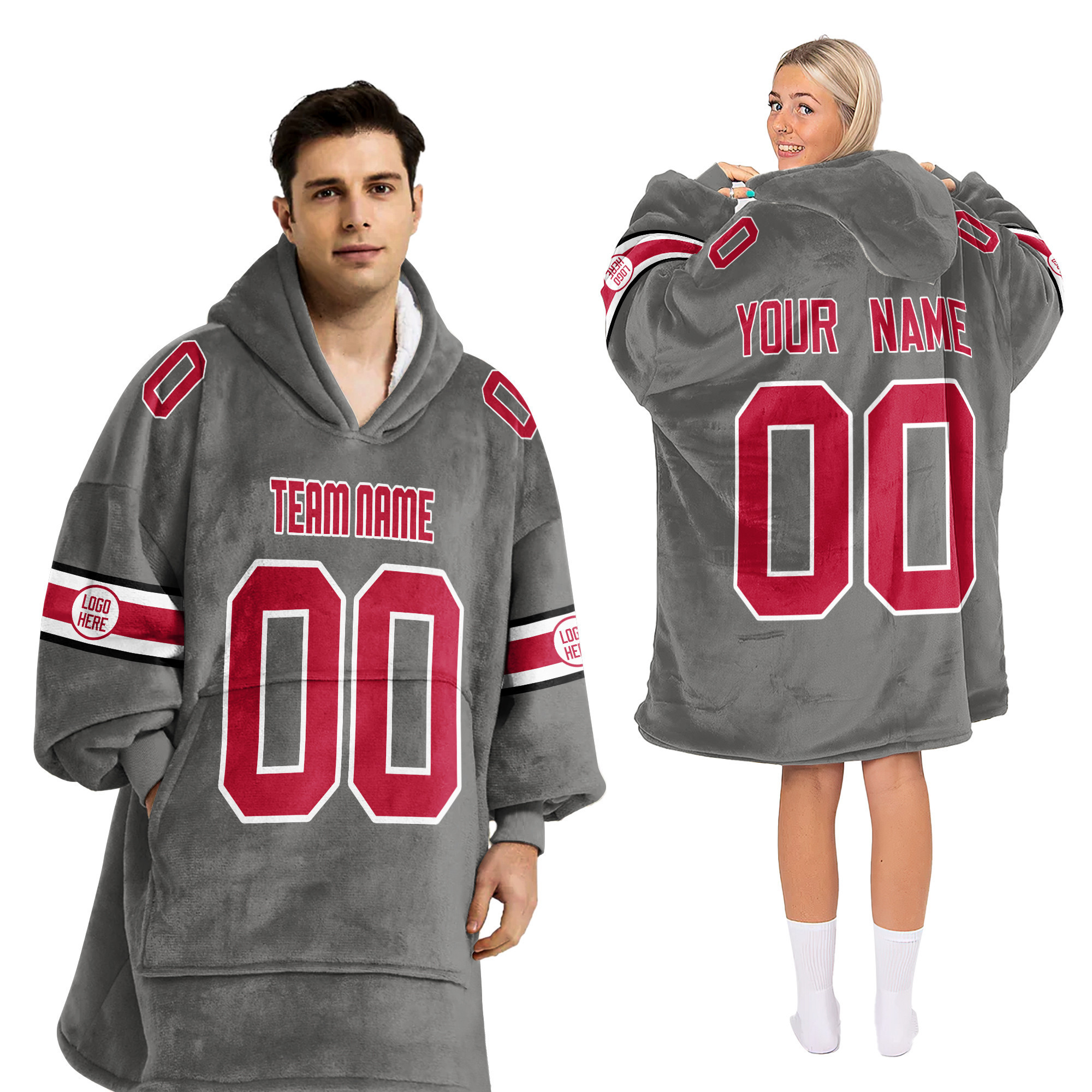 Adult Custom Blanket Hoodie Ohio State Inspired Color
