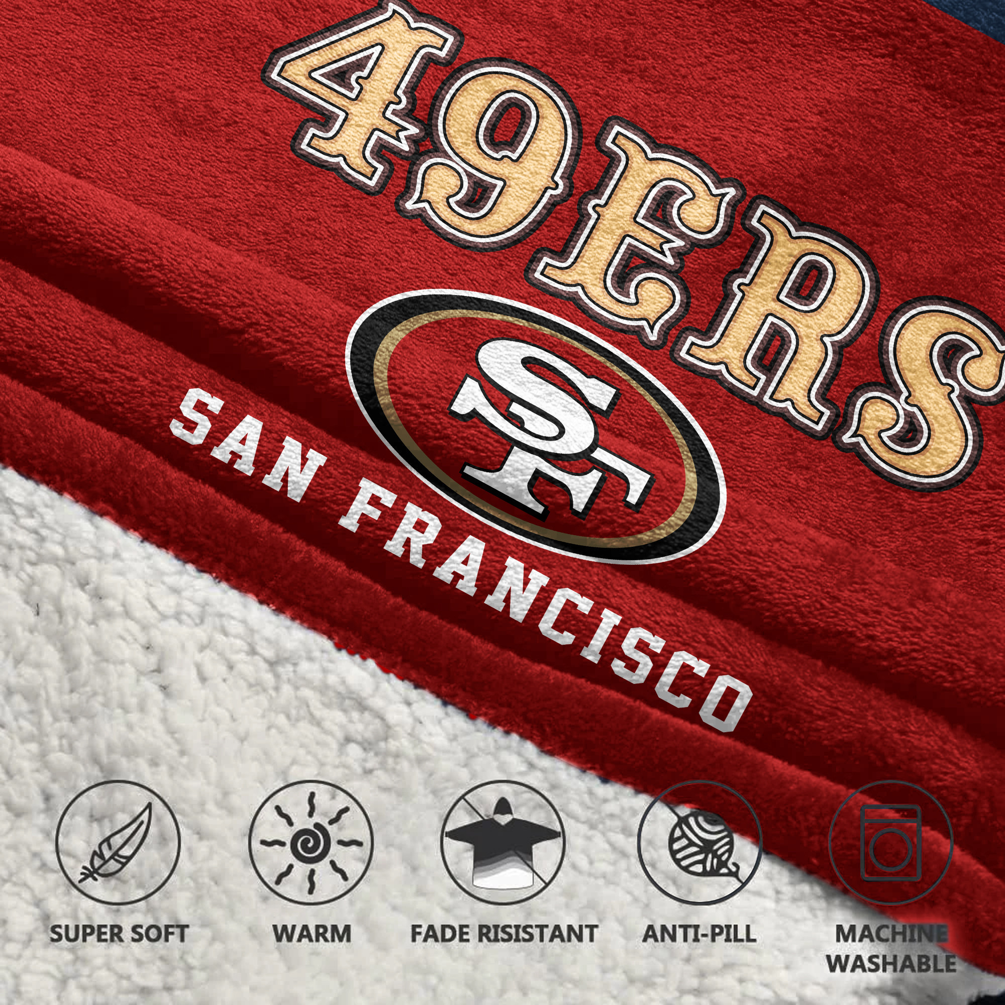 Adult San Francisco 49ers Football Unisex Blanket Hoodie