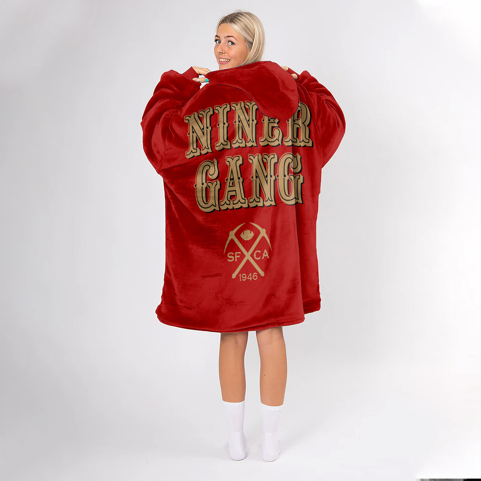 Adult San Francisco 49ers Football Blanket Hoodie