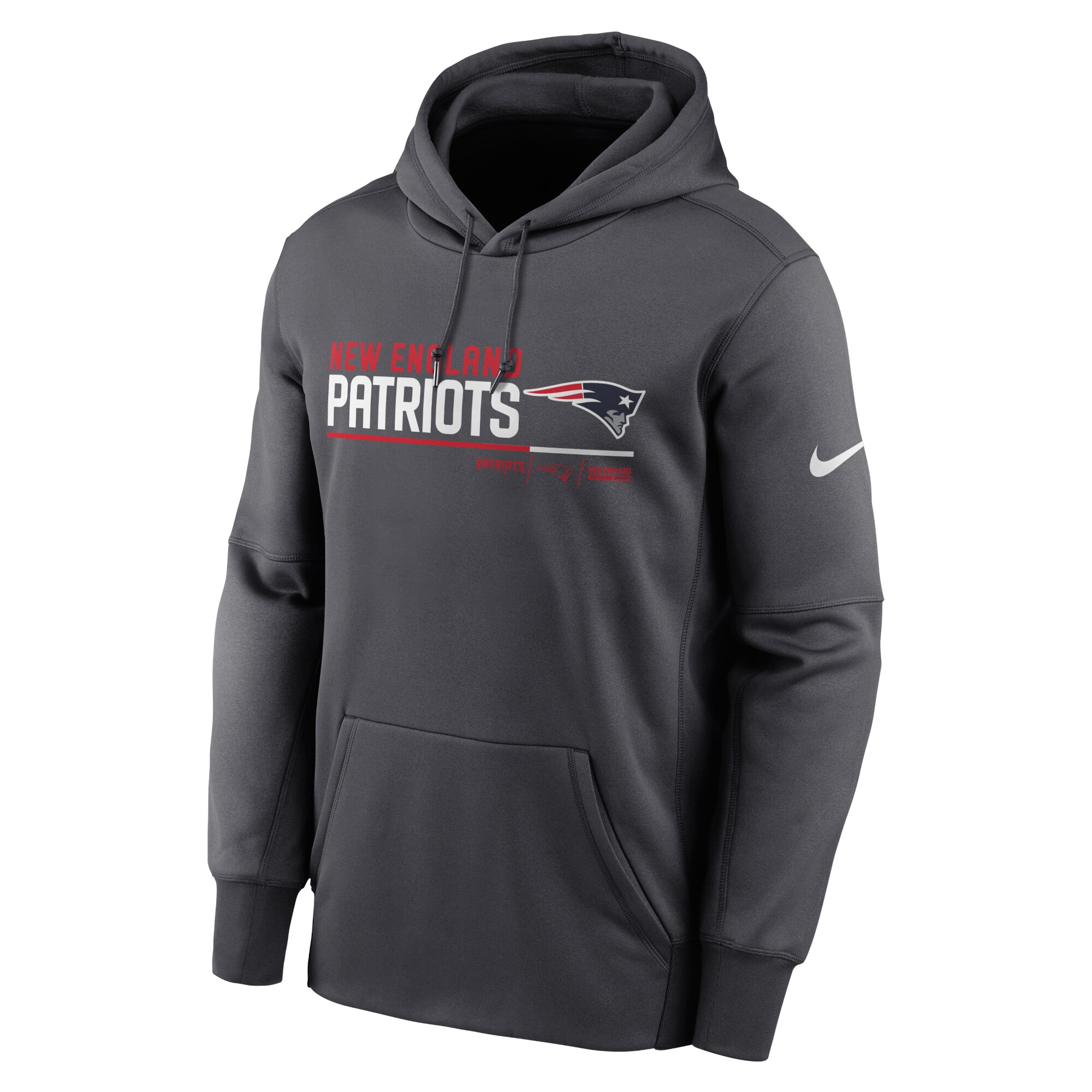 New England Patriots Prime Logo Name Split Pullover Hoodie - Anthracite