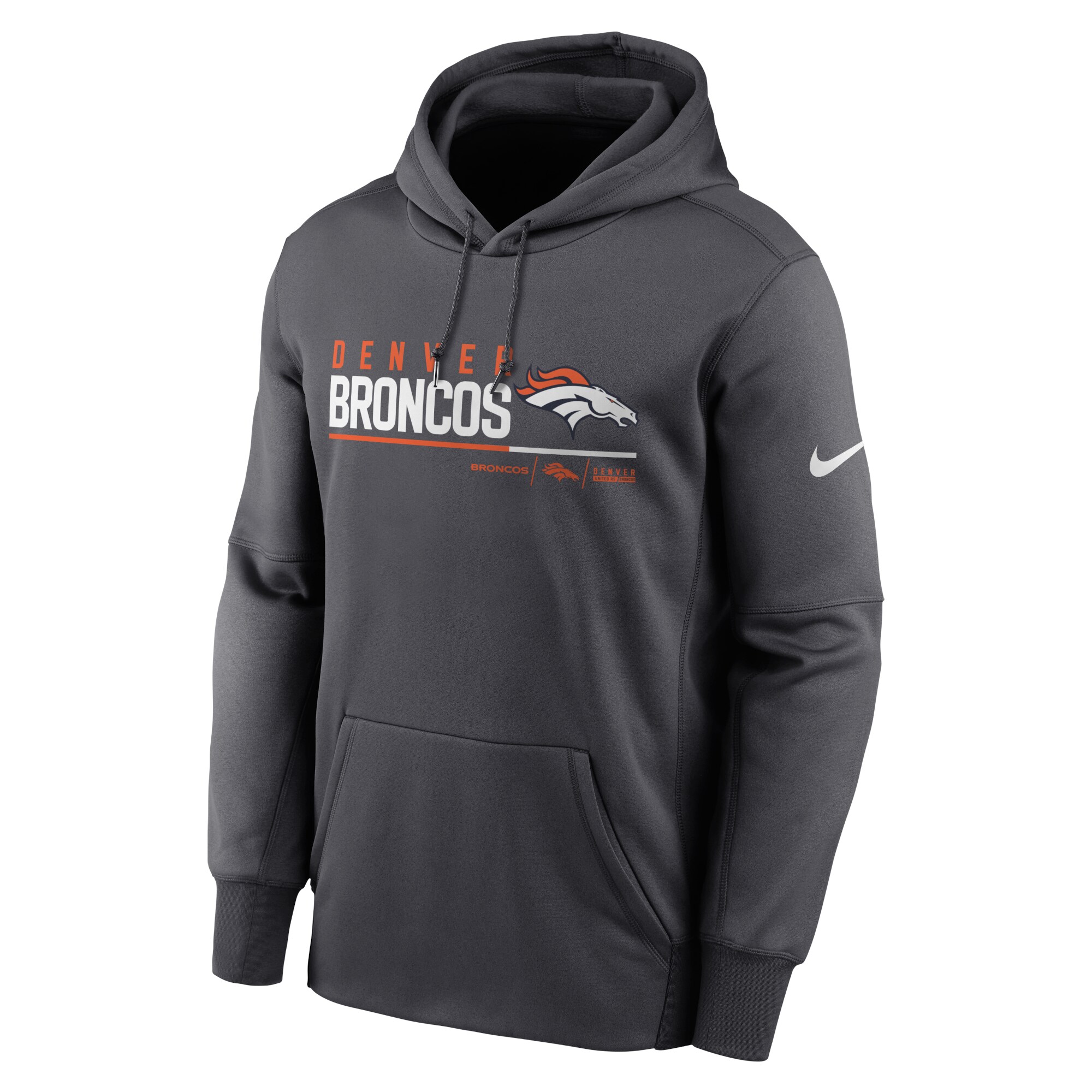 Denver Broncos Prime Logo Name Split Pullover Hoodie - Anthracite