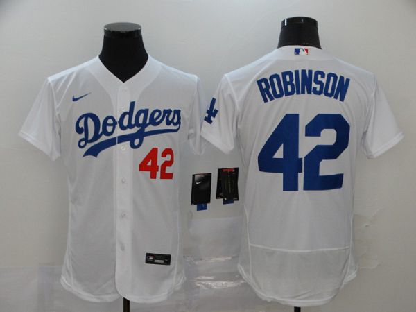 Men's Los Angeles Dodgers #42 Jackie Robinson White Stitched MLB Flex Base  Jersey