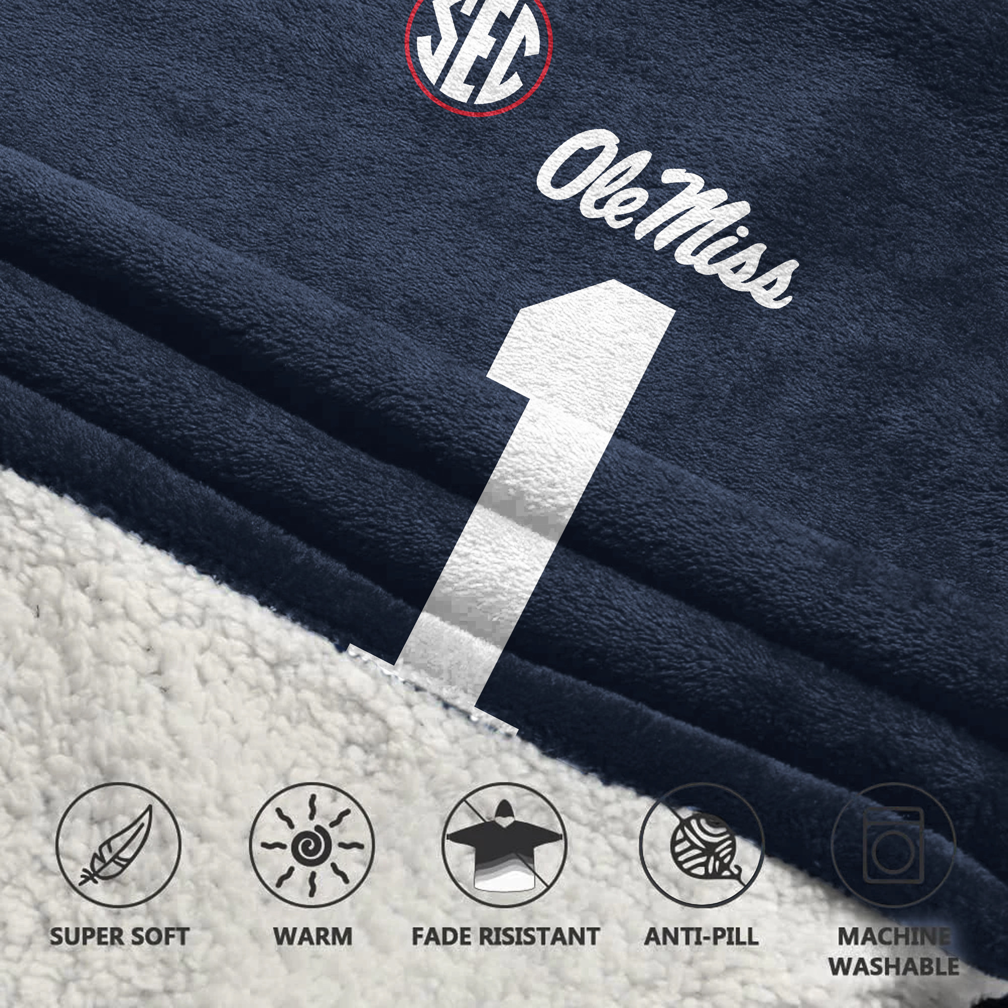 Adult #1 Ole Miss Football Unisex Blanket Hoodie