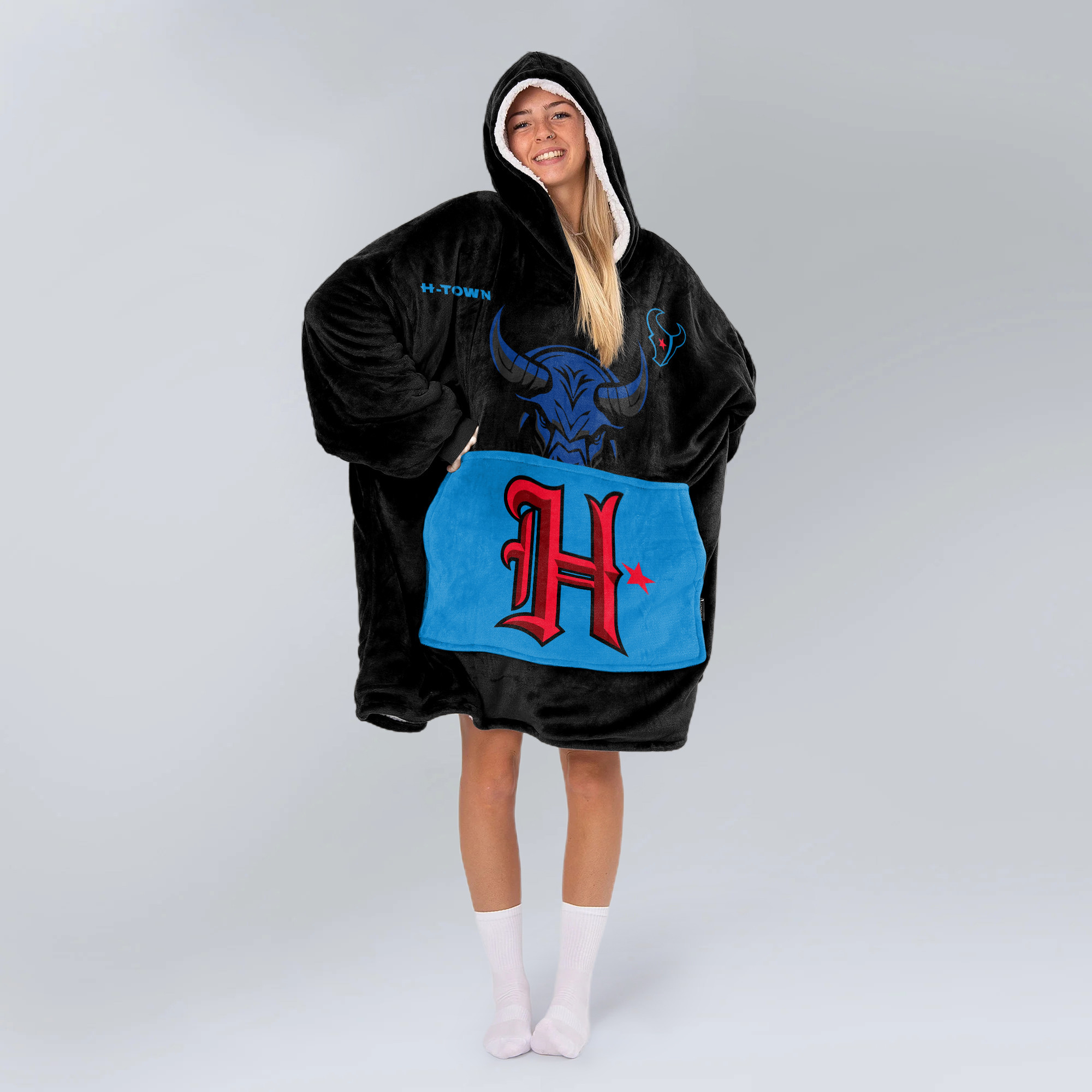 Adult Houston Football Unisex Blanket Hoodie