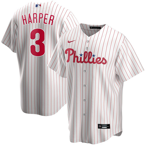 Men's  Philadelphia Phillies #3 Bryce Harper White Home 2020 MLB Jersey
