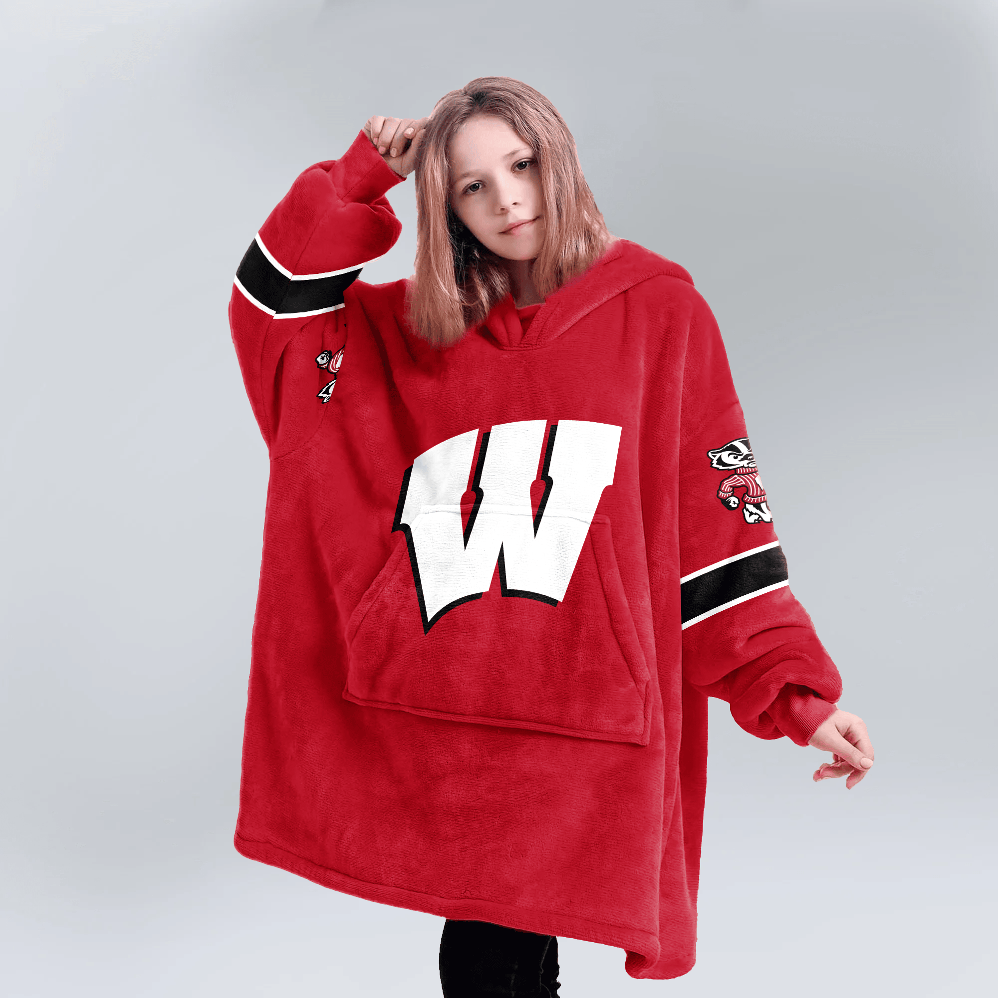 Kid #1 Wisconsin Football Unisex Blanket Hoodie