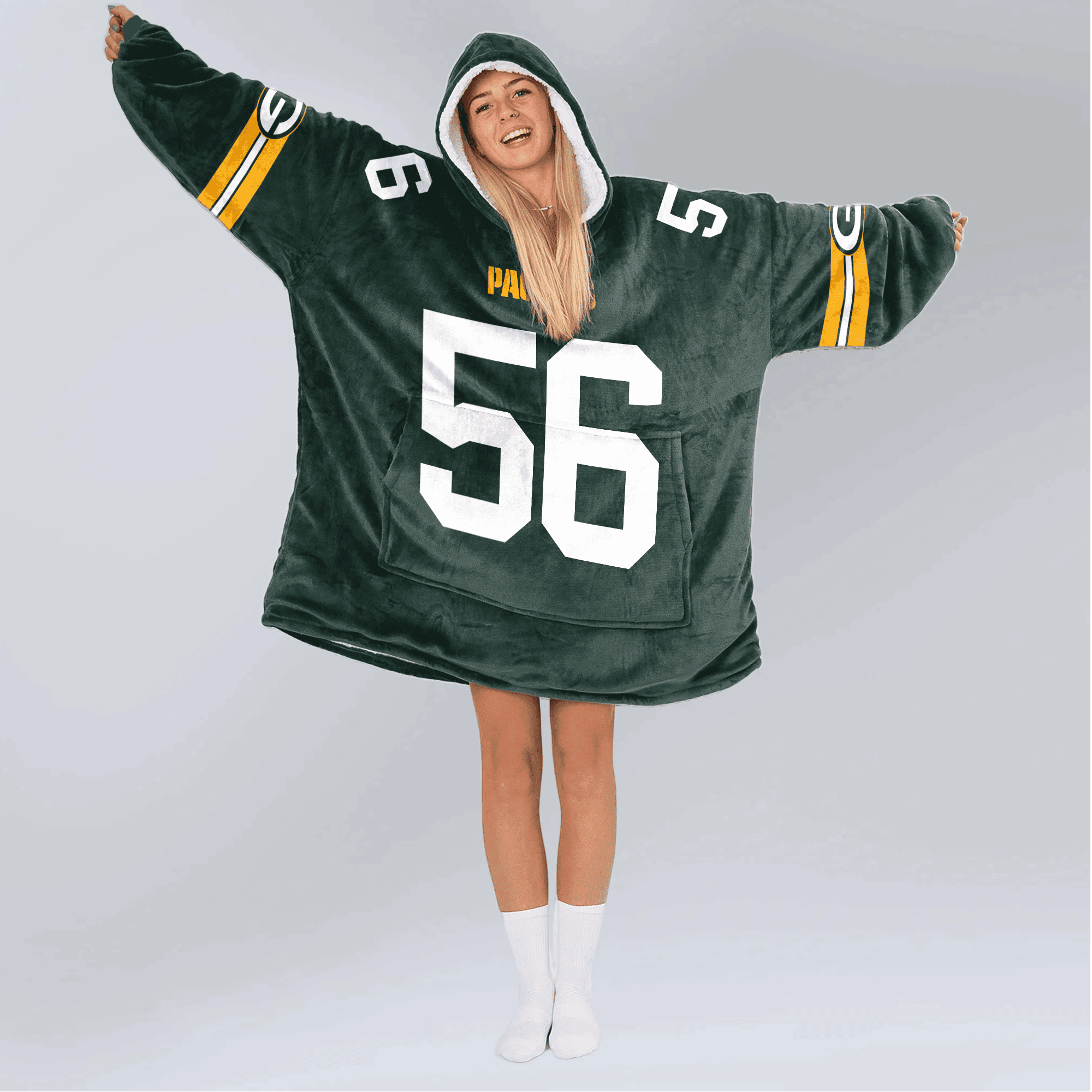 Adult 56 Green Bay Football Unisex Blanket Hoodie