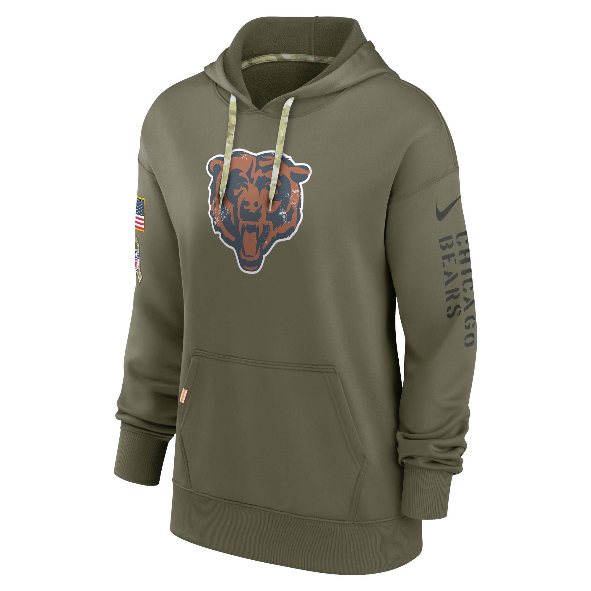 Chicago Bears Women's 2022 Salute To Service Performance Pullover Hoodie - Olive