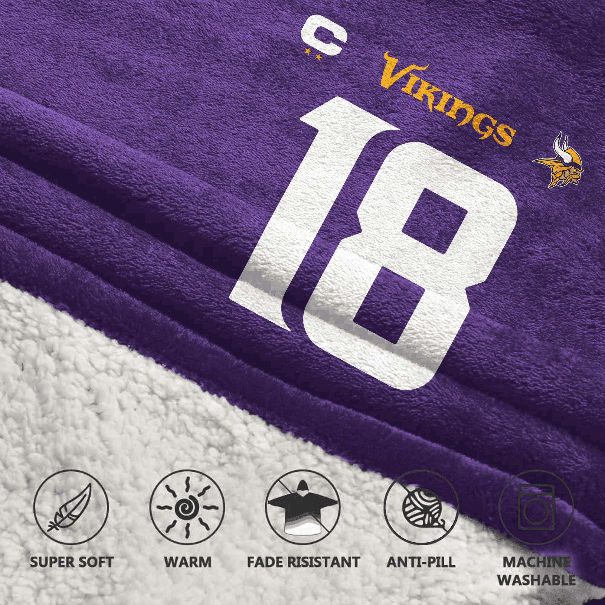 Adult Captain 18 Minnesota Football Unisex Blanket Hoodie