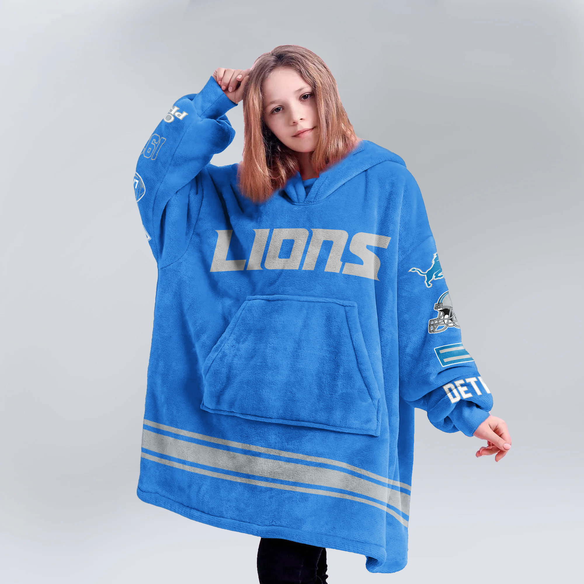 Adult Detroit Football Unisex Blanket Hoodie