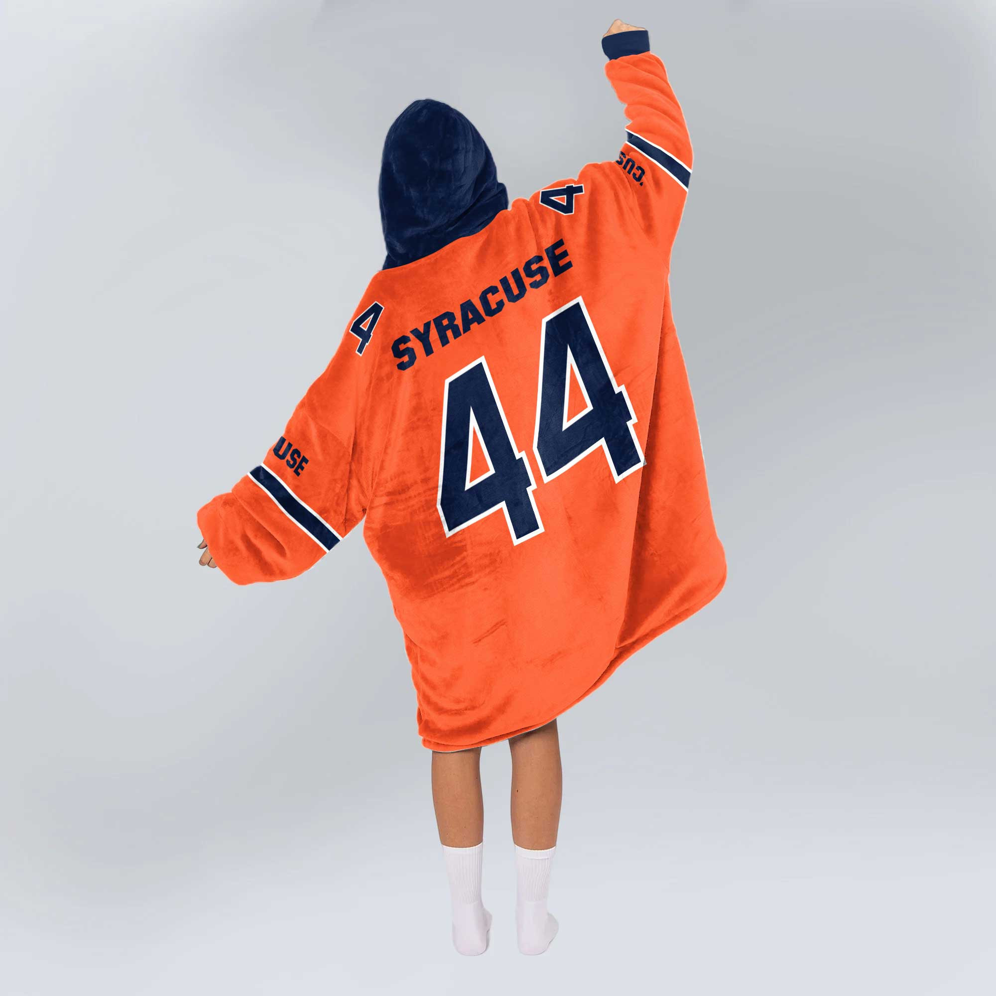 Adult #44 Navy Syracuse Football Unisex Blanket Hoodie