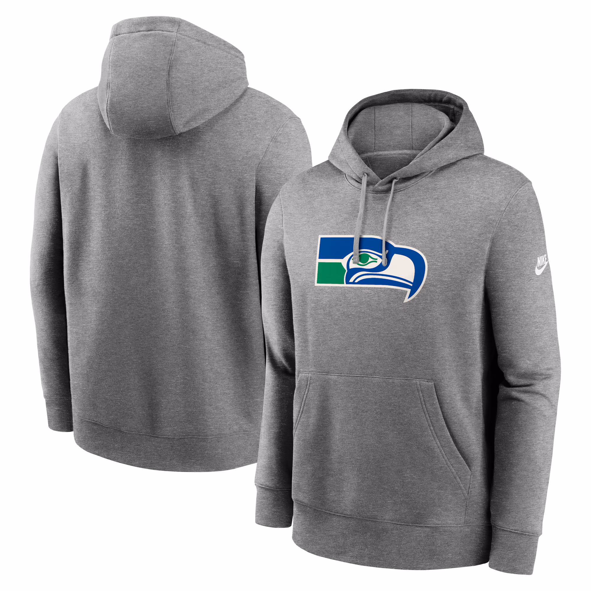 Seattle Seahawks Rewind Club Logo Pullover Hoodie - Heather Gray