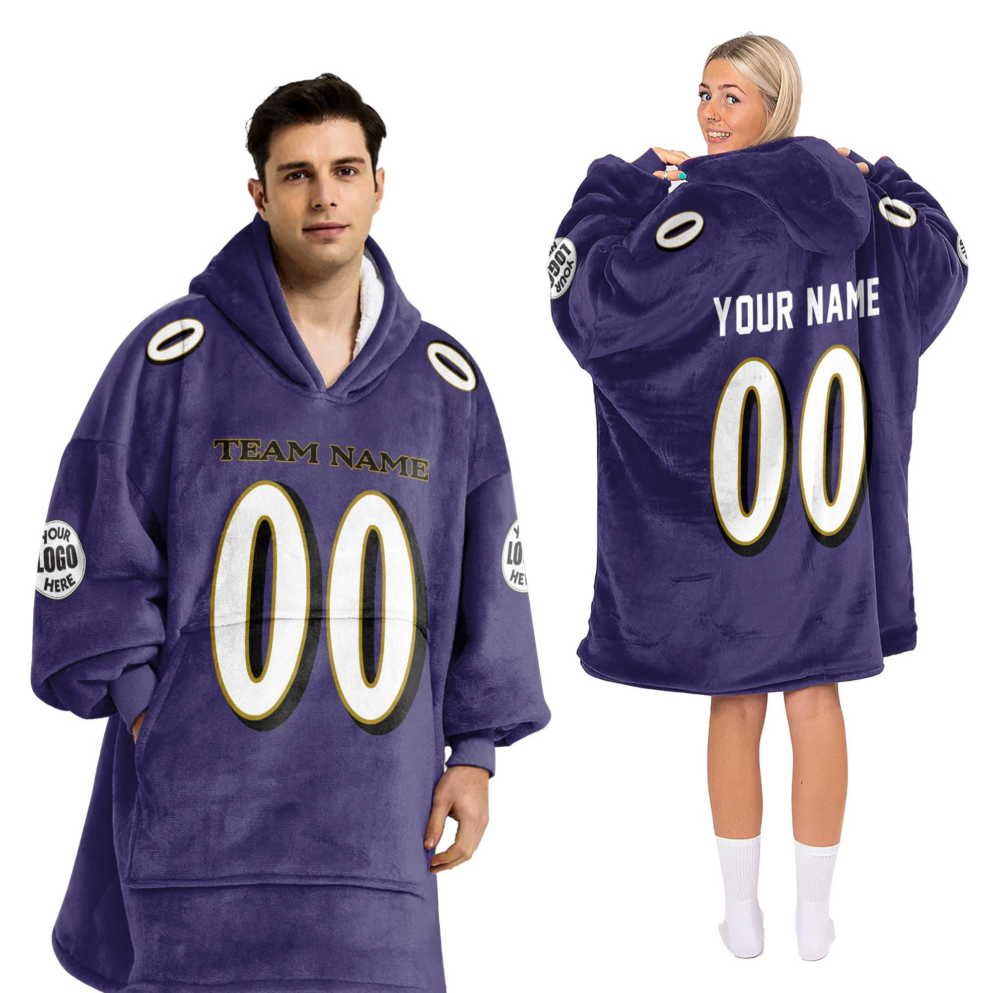 Adult Custom Blanket Hoodie Baltimore Inspired Color