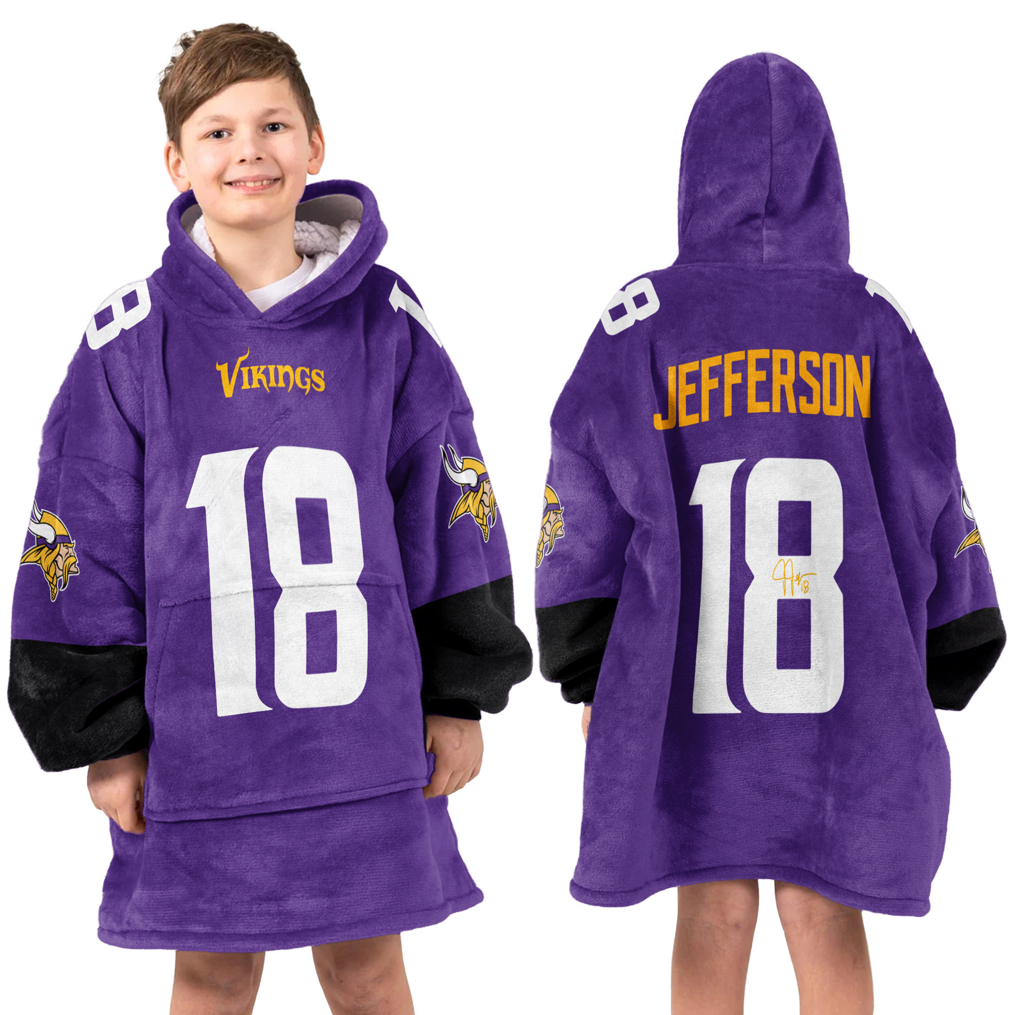 Adult JJ 18 Minnesota Football Unisex Blanket Hoodie