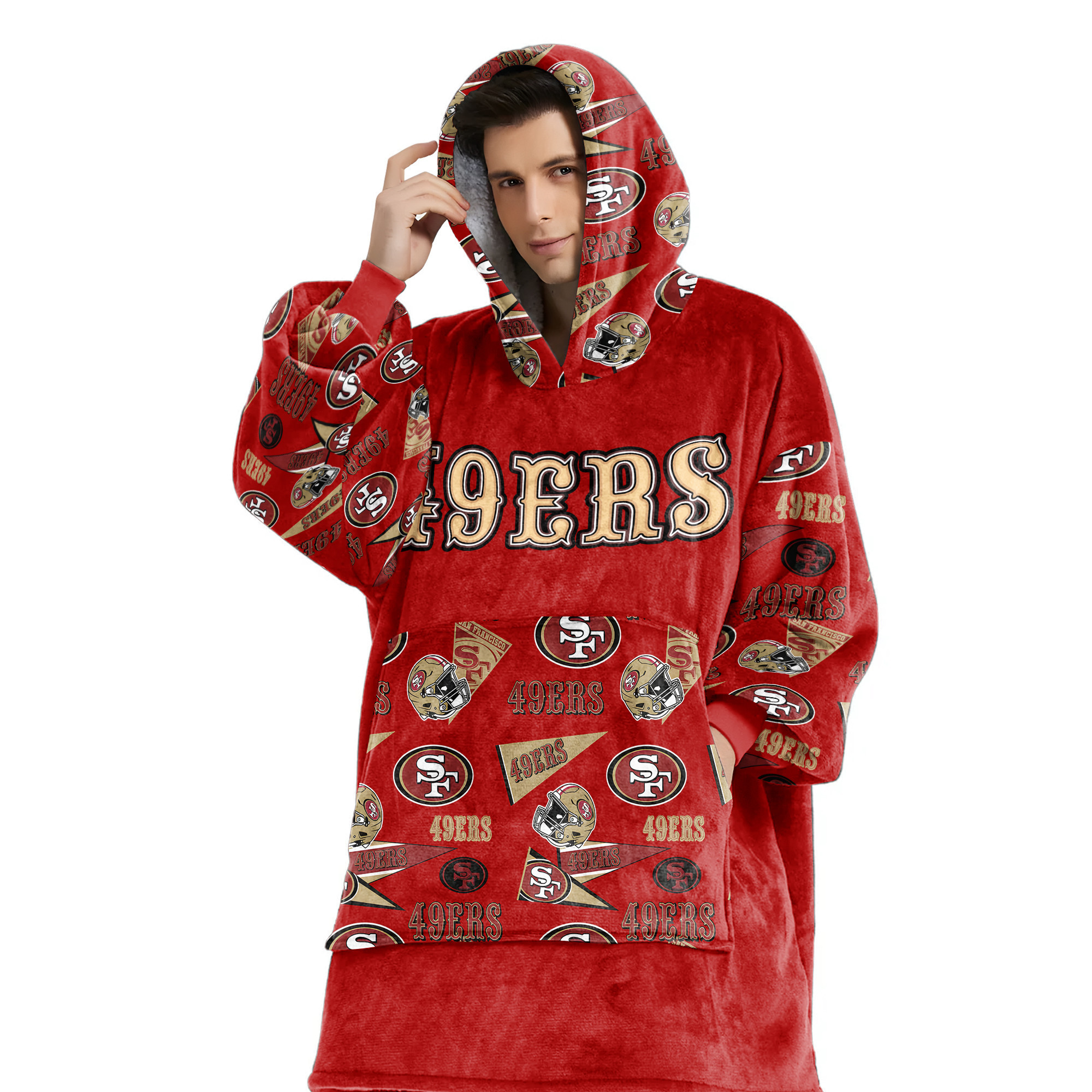 Adult San Francisco 49ers Football Unisex Blanket Hoodie