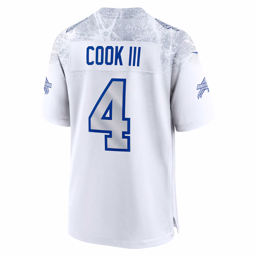 James Cook III #4 Buffalo Bills 2025 Rivalries Collection Game Jersey - White