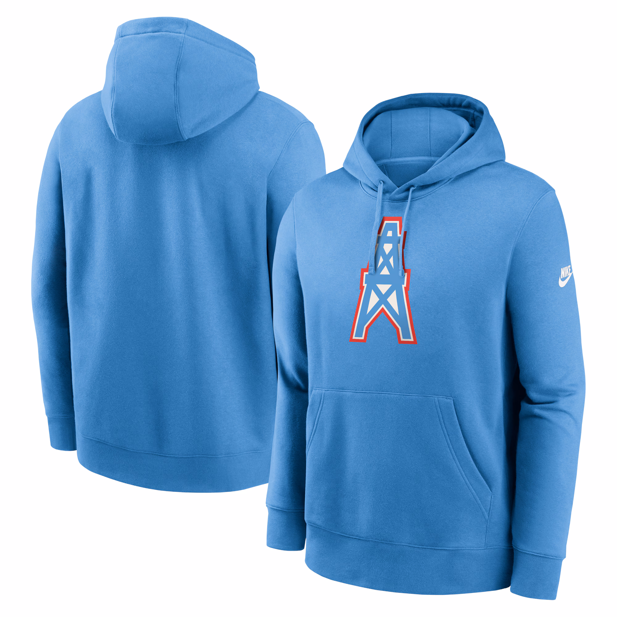 Tennessee Titans Oilers Throwback Rewind Club Logo Pullover Hoodie - Light Blue