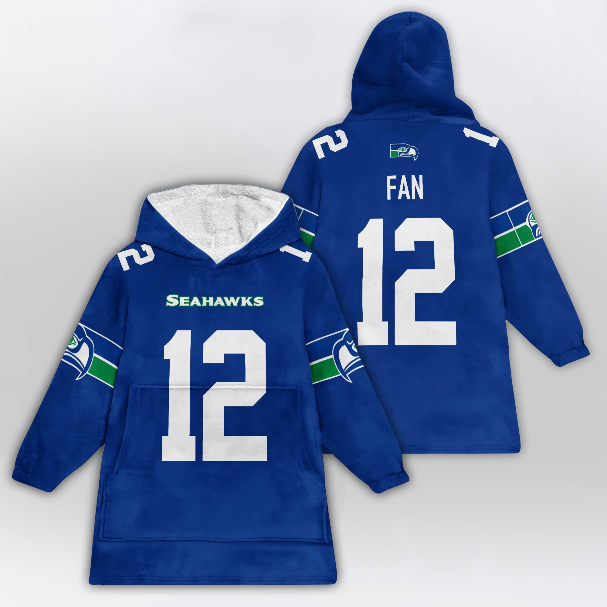 Adult 12 Seattle Football Unisex Blanket Hoodie
