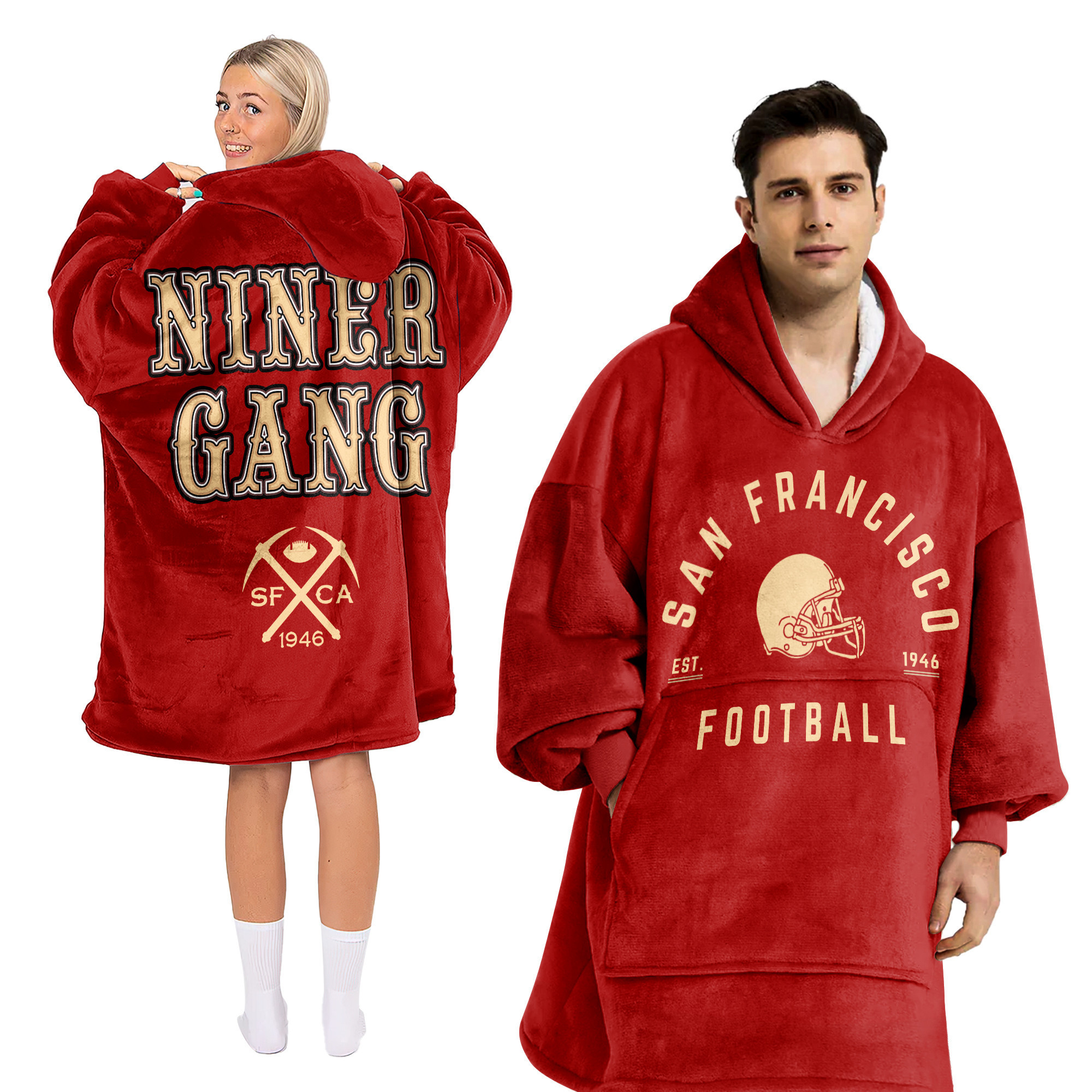 Adult San Francisco 49ers Football Unisex Blanket Hoodie