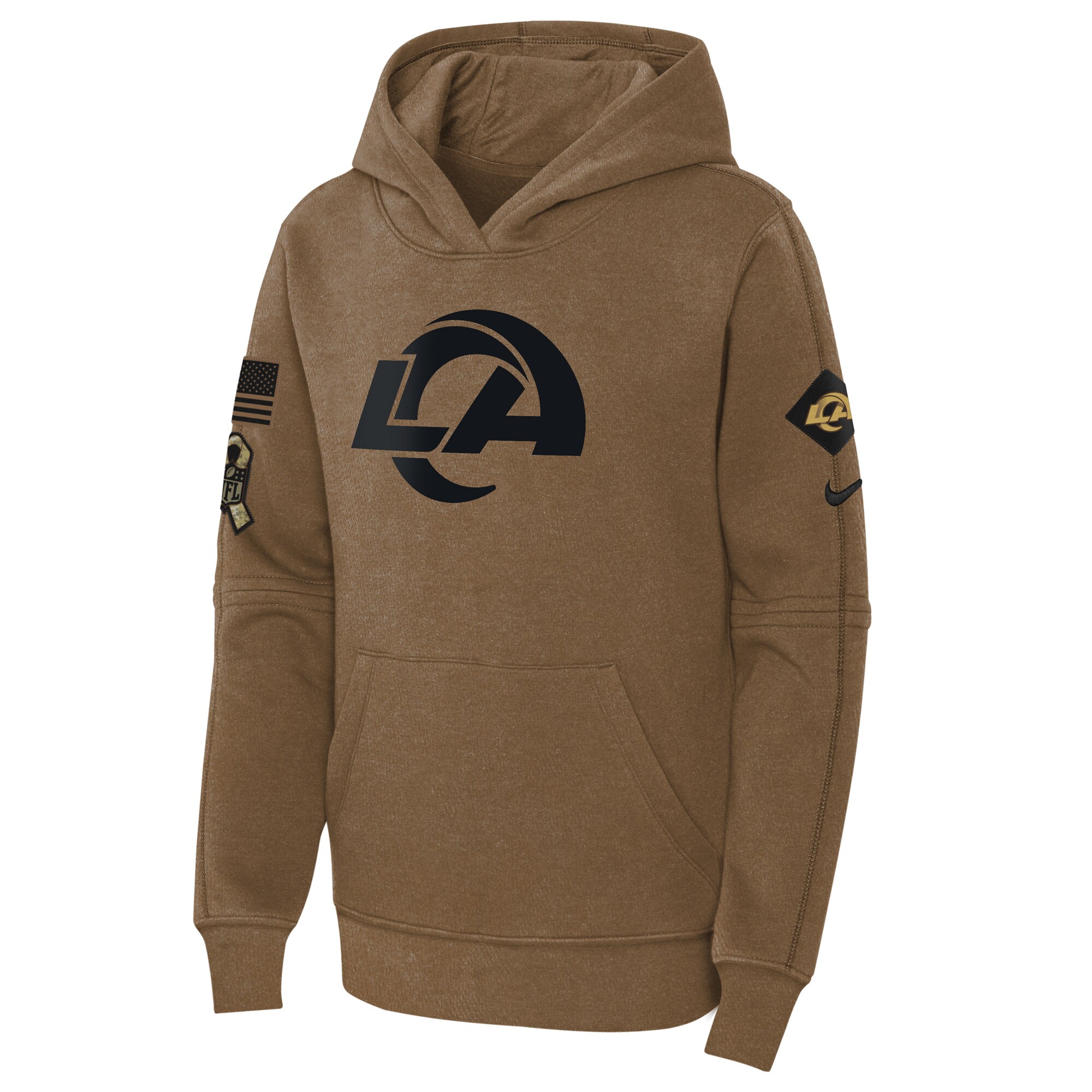 Los Angeles Rams  Youth 2023 Salute to Service Club Fleece Pullover Hoodie - Brown