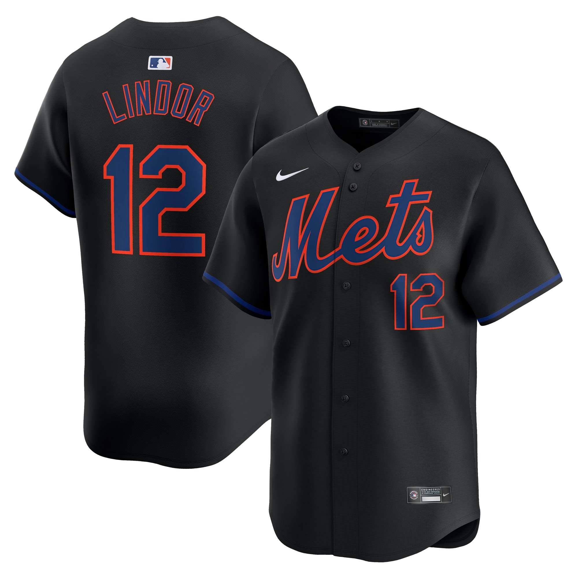 Men's New York Mets Francisco Lindor  Black Alternate Limited Player Jersey
