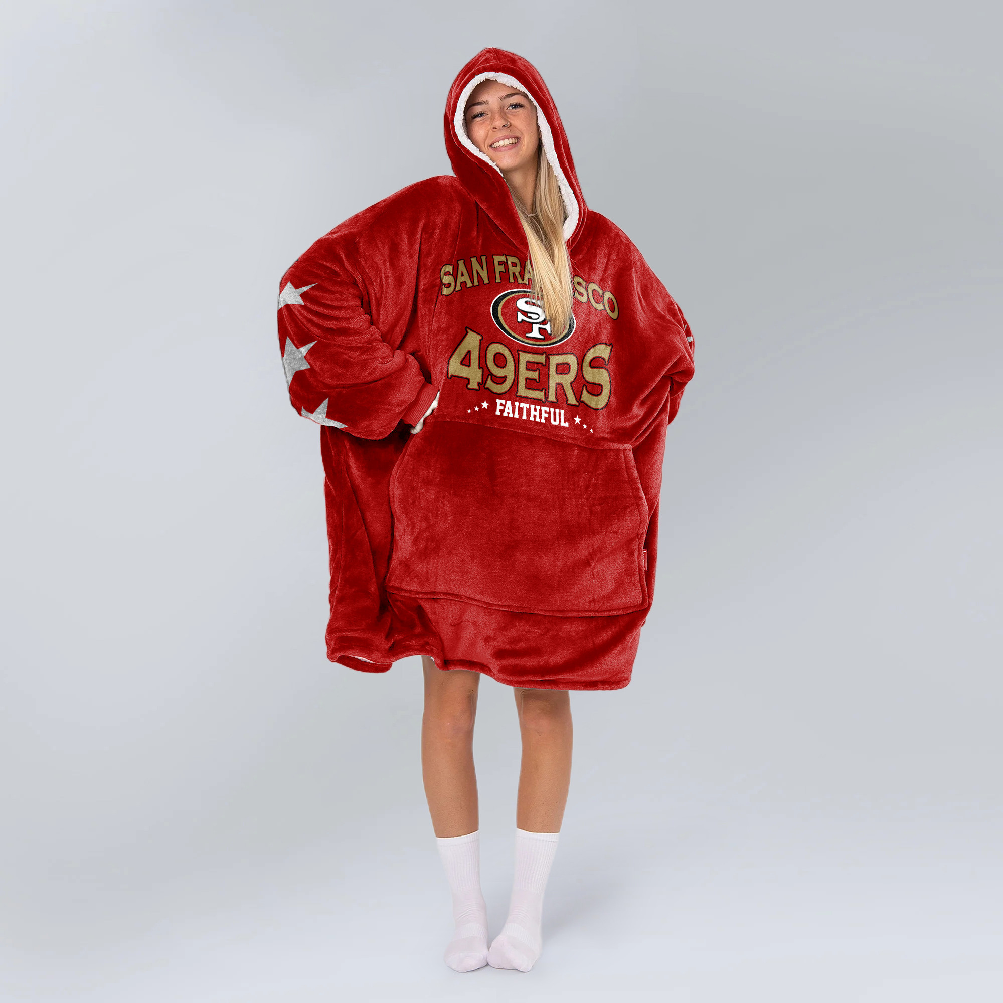 Adult San Francisco 49ers Football Unisex Blanket Hoodie