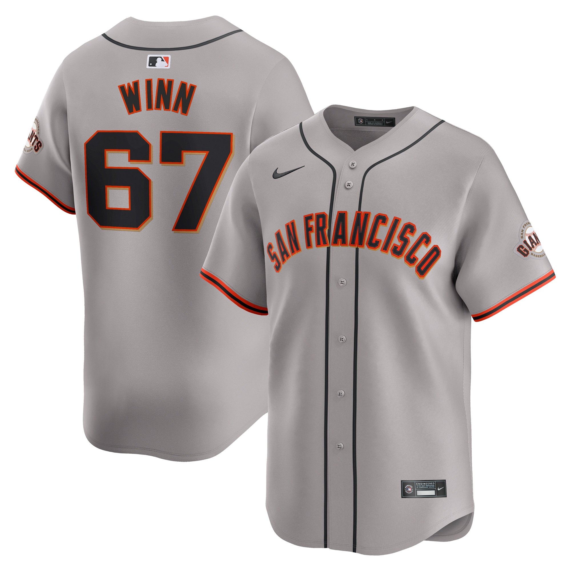 Men's San Francisco Giants Keaton Winn  Gray Away Limited Player Jersey
