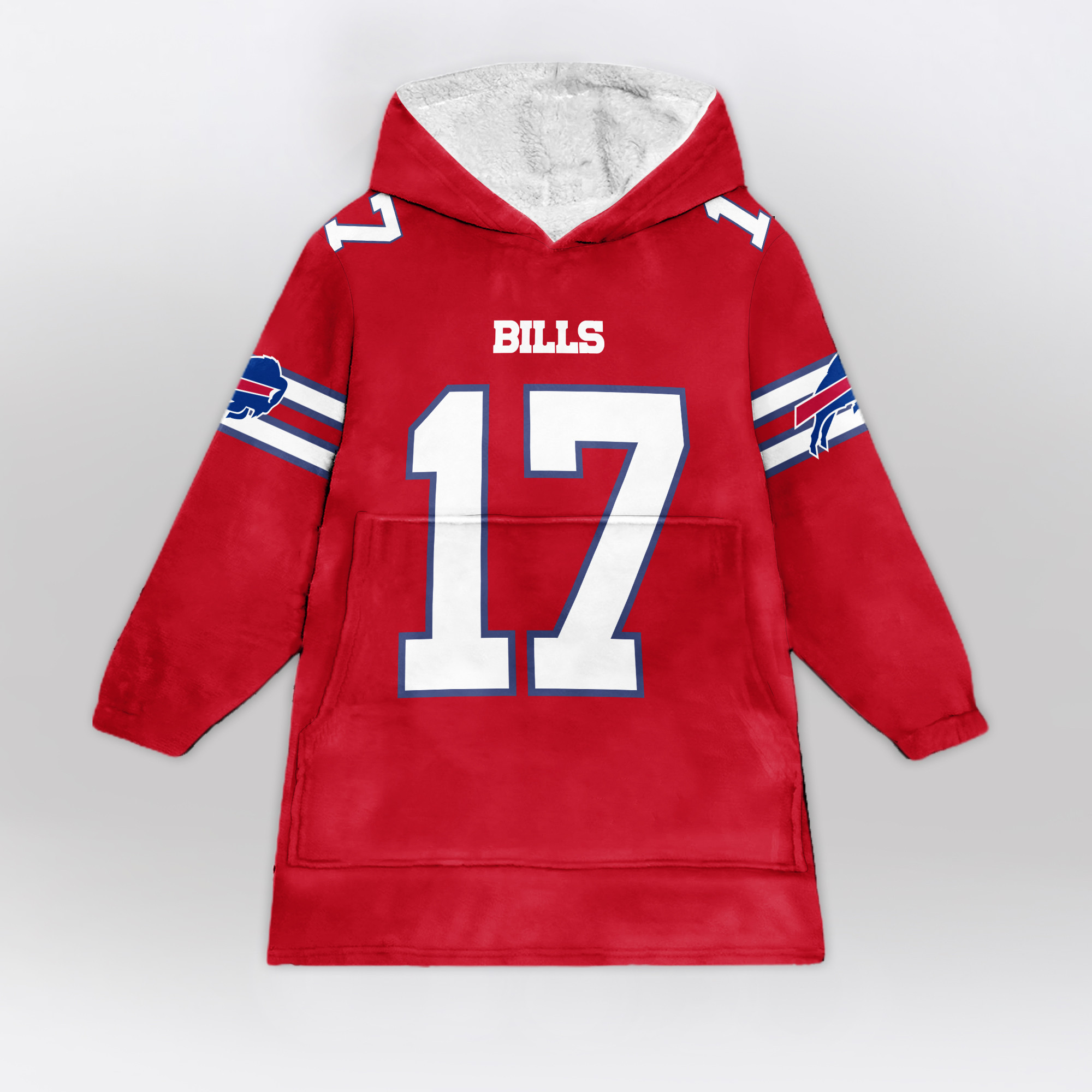 Adult 17 Buffalo Football Unisex Blanket Hoodie