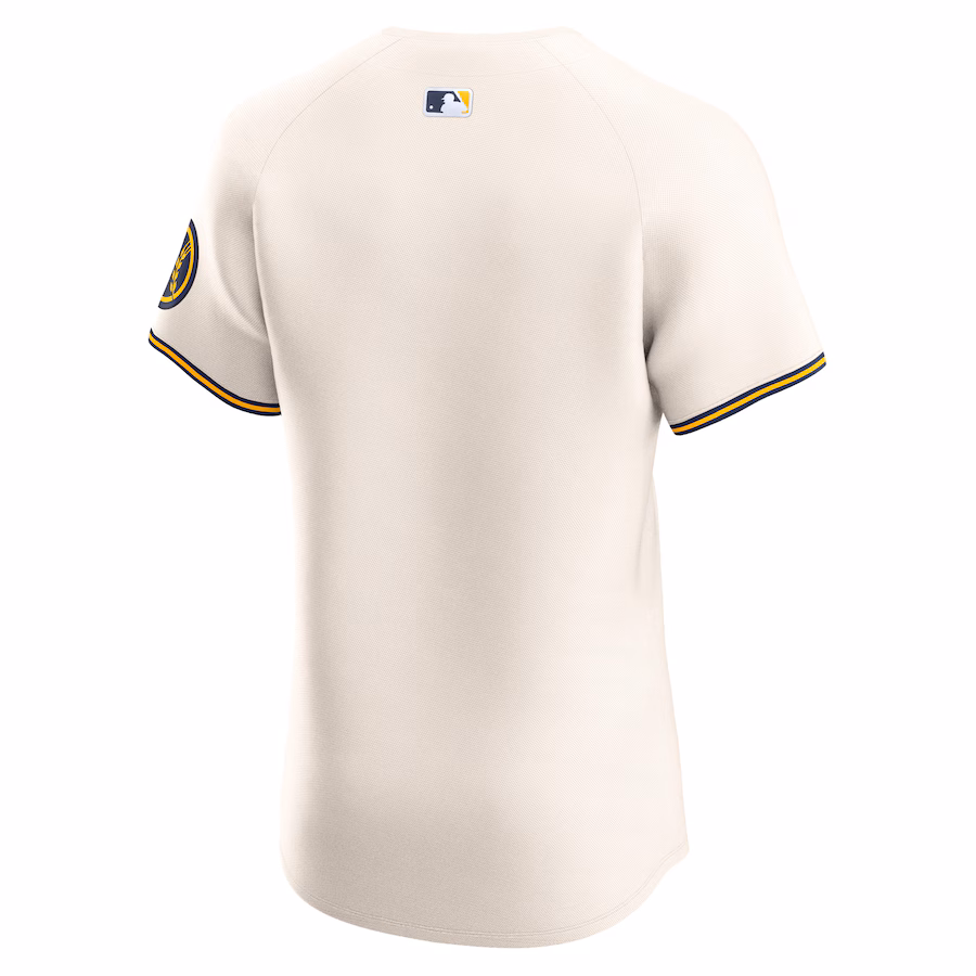 Men's Milwaukee Brewers Cream Home Elite Jersey