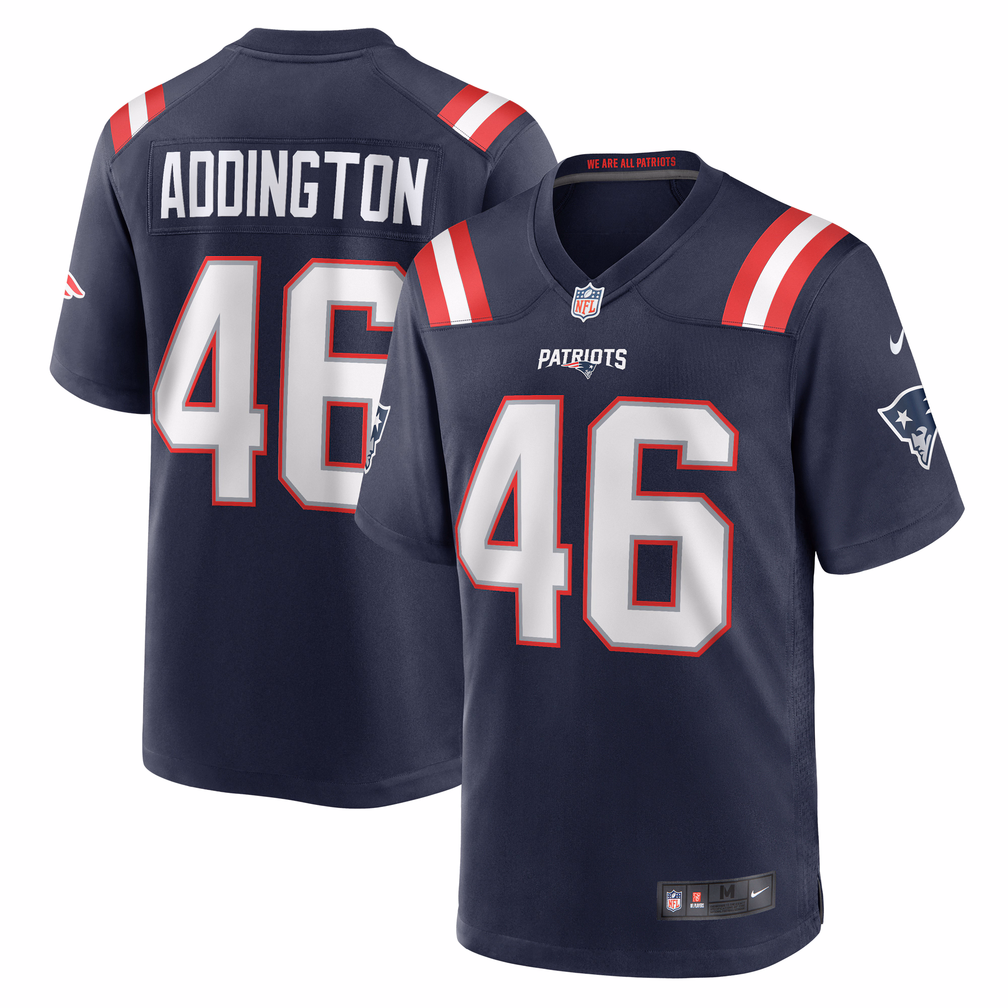 Tucker Addington New England Patriots Home Game Player Jersey - Navy