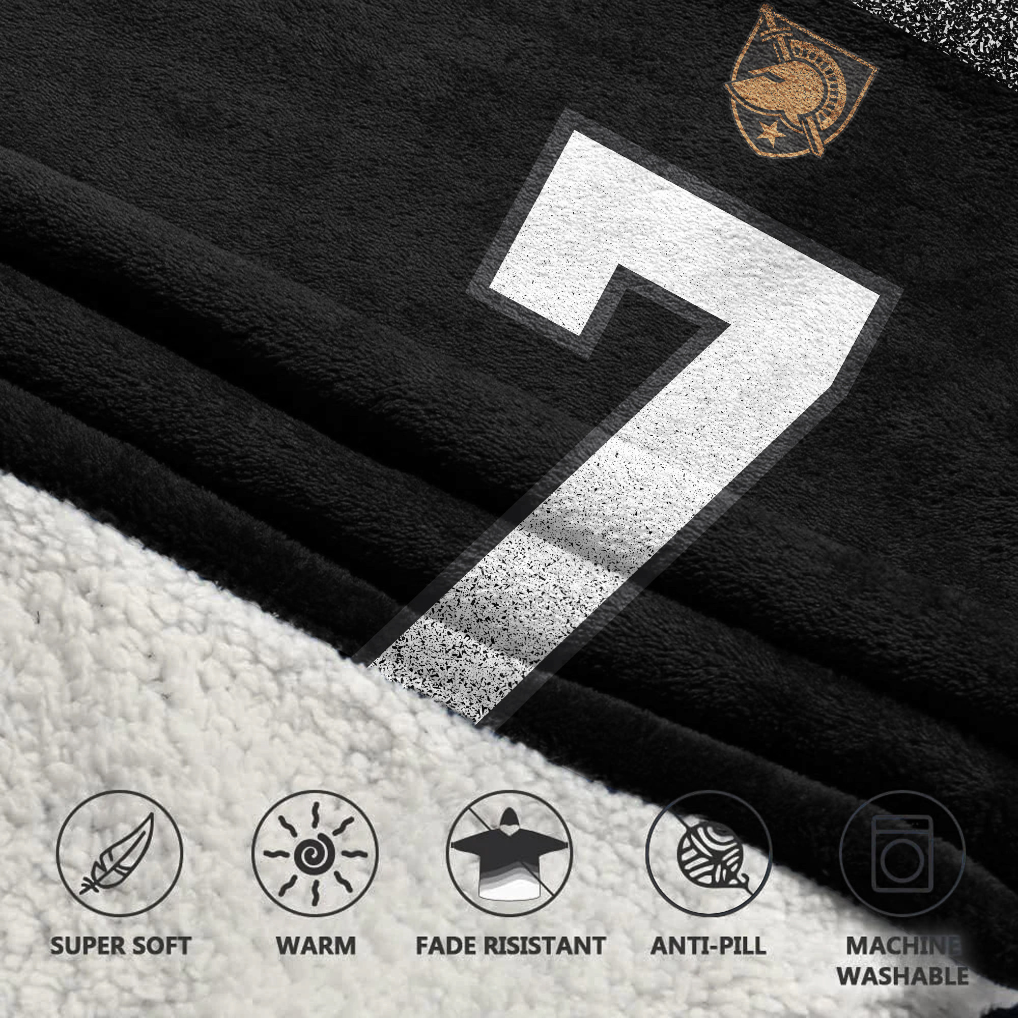 Adult #7 Army Football Unisex Blanket Hoodie