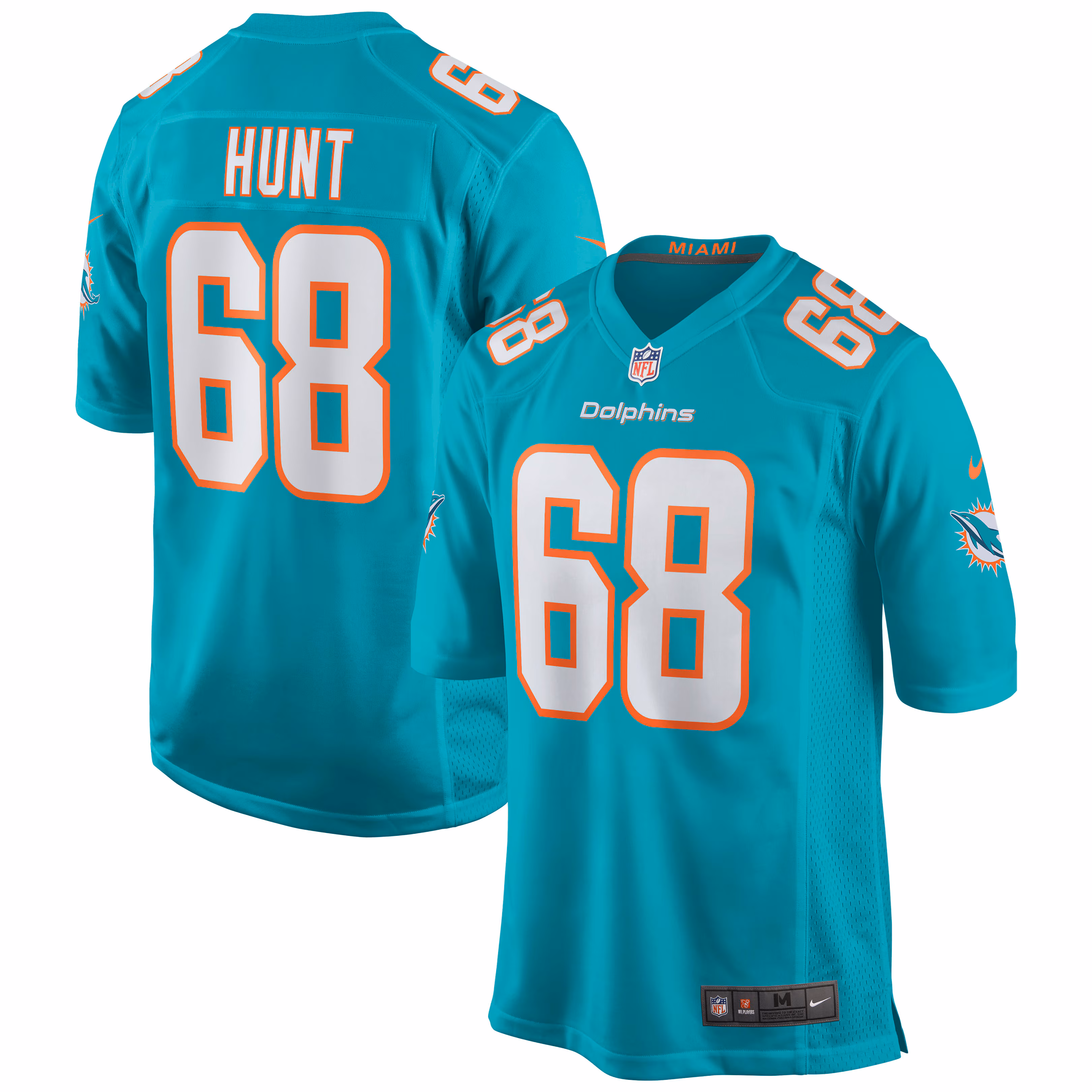 Robert Hunt Miami Dolphins Game Jersey - Aqua