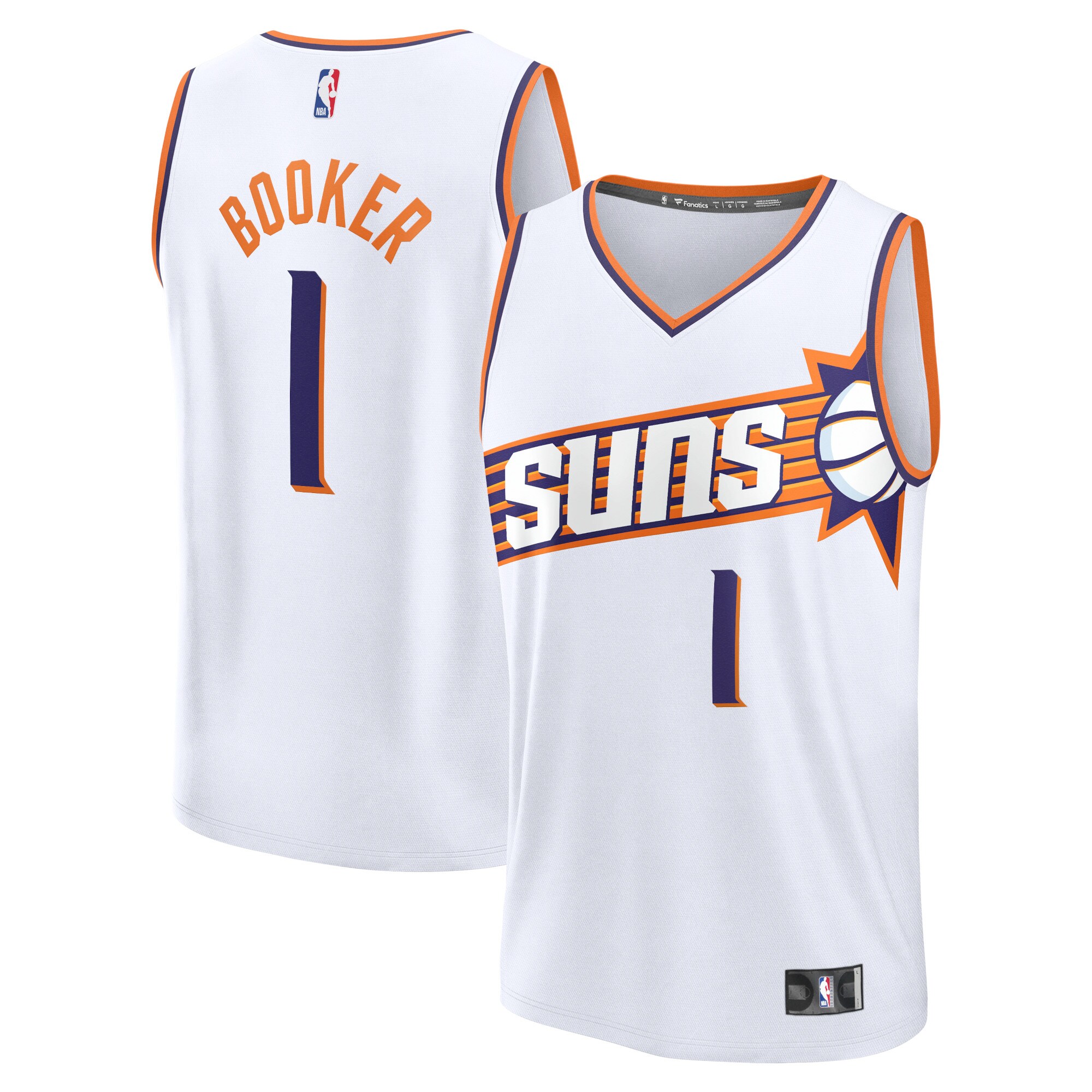 Men's Phoenix Suns Devin Booker  White 2023/24 Fast Break Replica Jersey - Association Edition