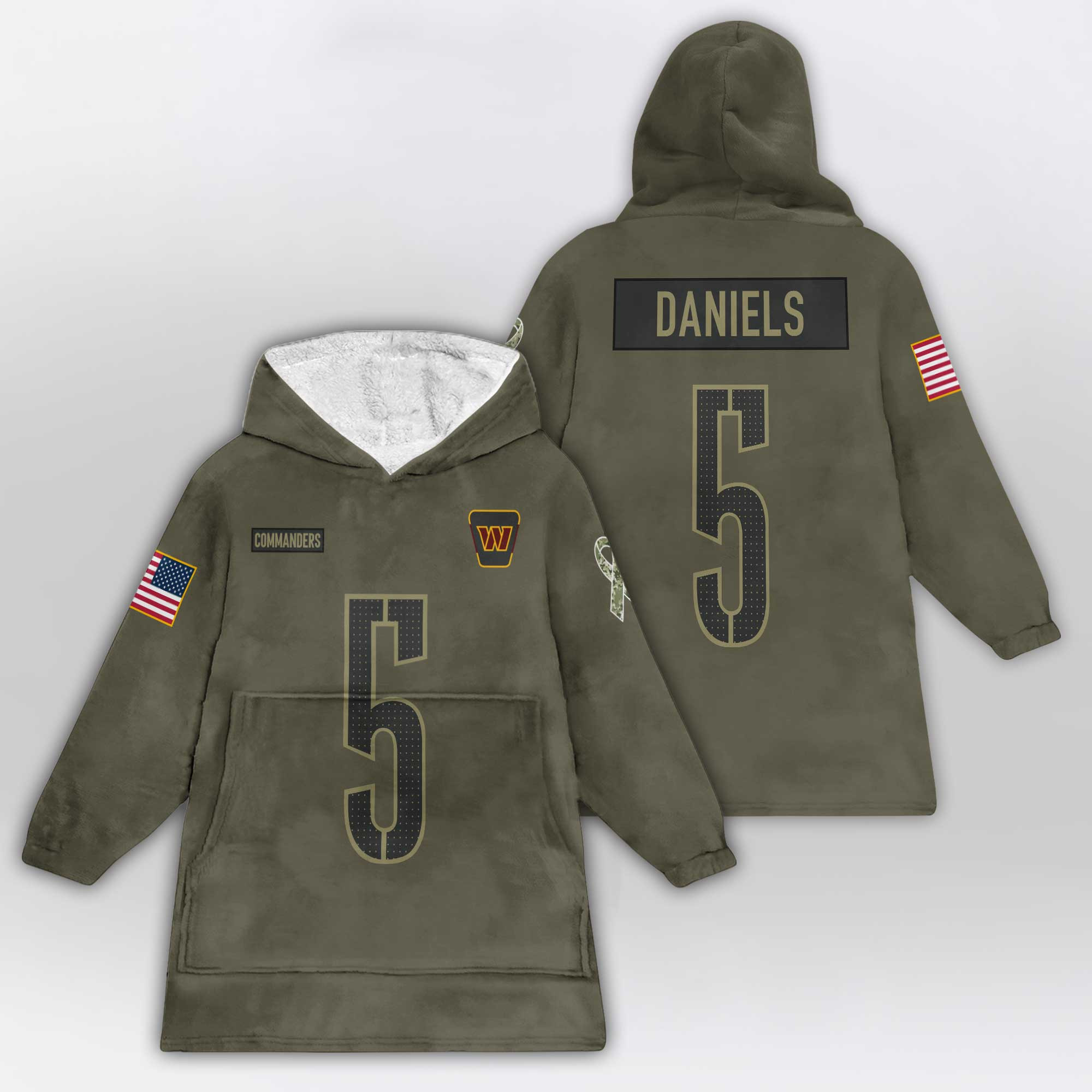 Army J.D 5 Washington Football Unisex Blanket Hoodie