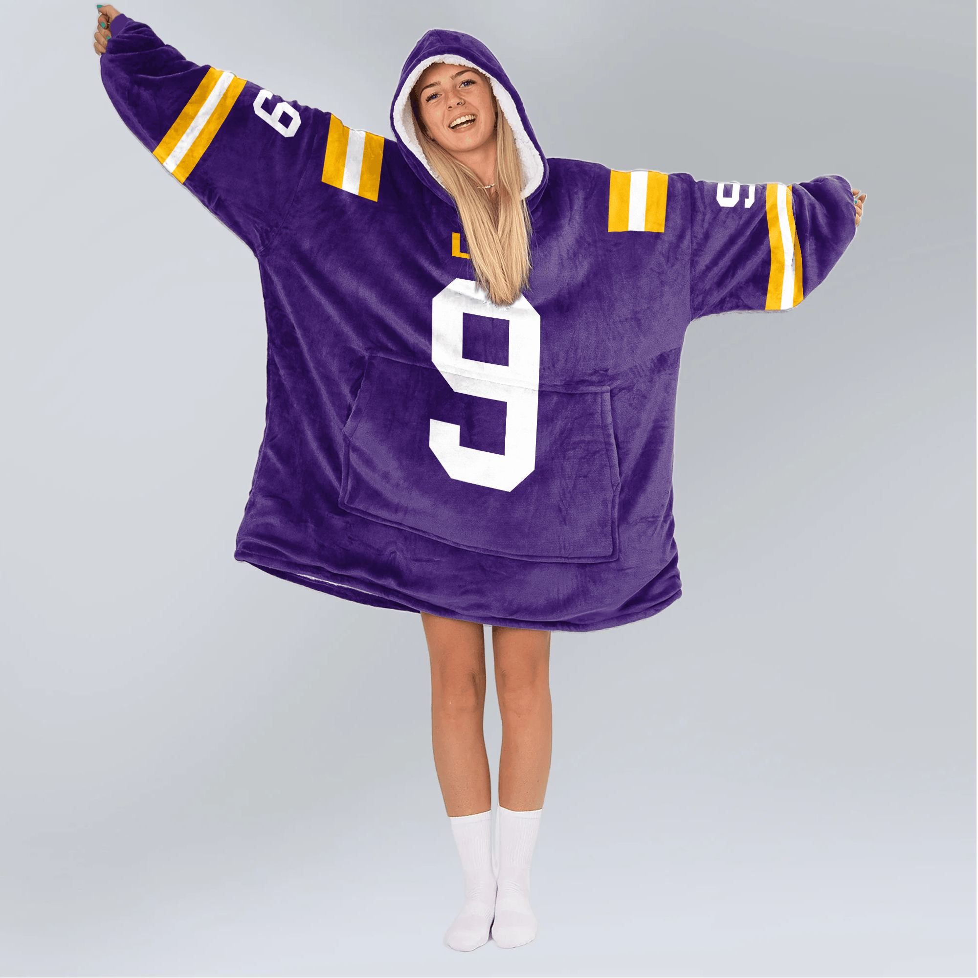 Adult J.B 9 LSU Football Unisex Blanket Hoodie