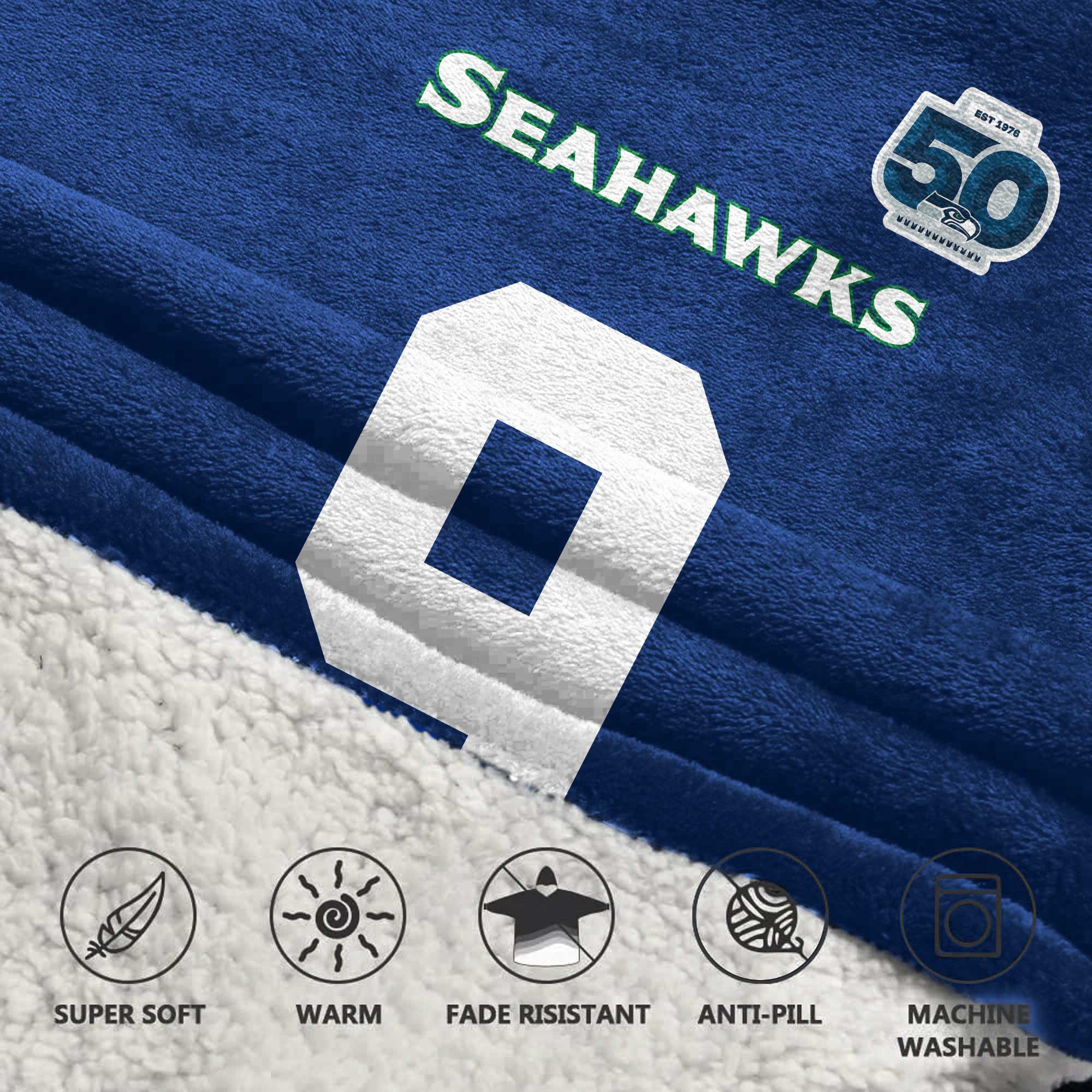 Kid 9 Seattle Football Unisex Blanket Hoodie