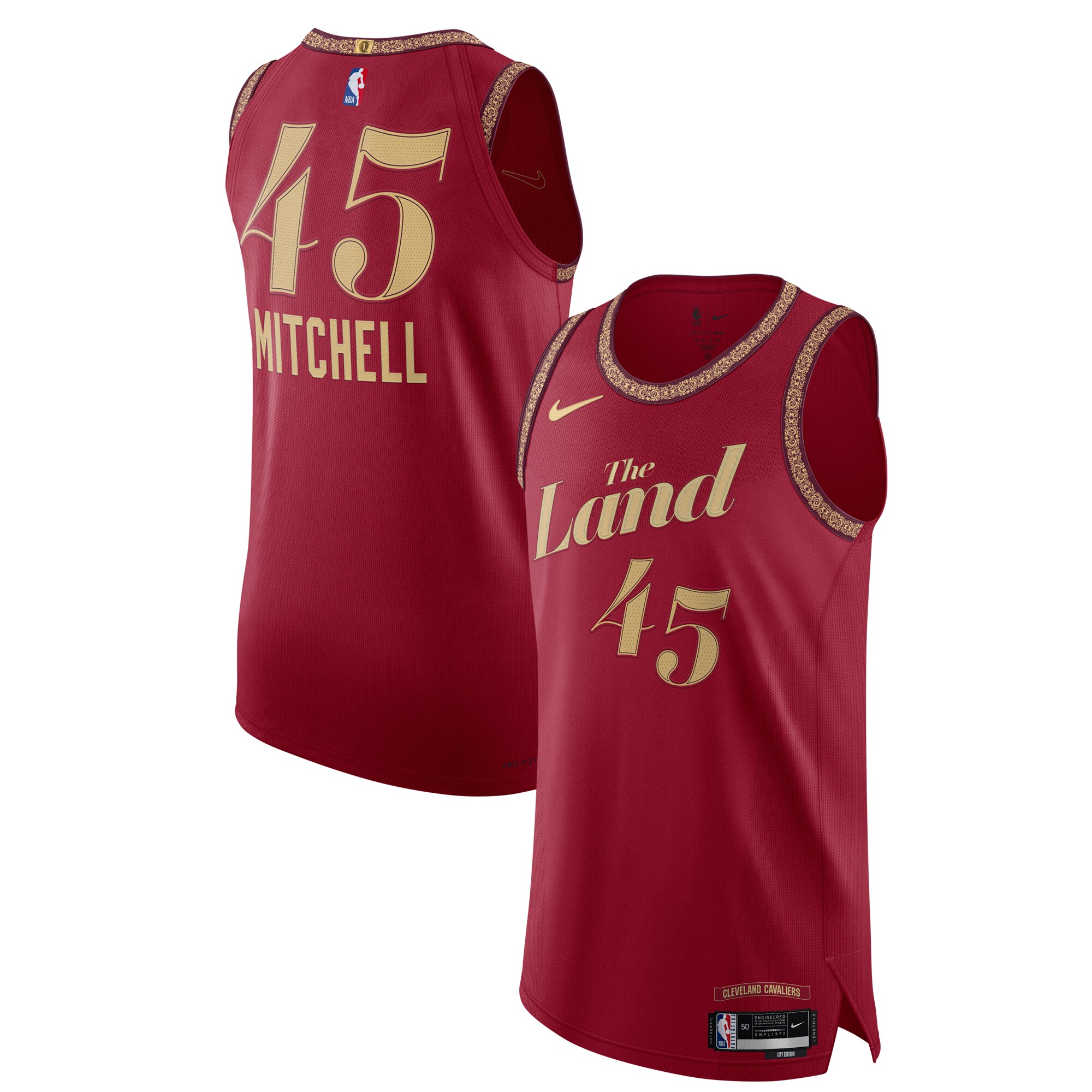 Men's Cleveland Cavaliers Donovan Mitchell  Wine 2023/24 Authentic Jersey - City Edition