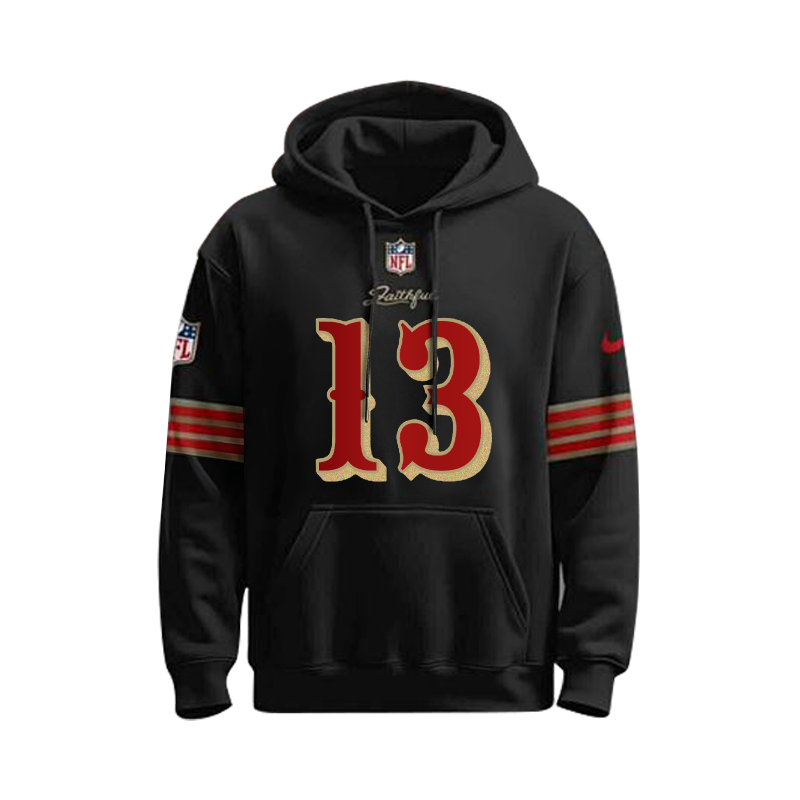 Men's San Francisco 49ers 49ers #13 Brock Purdy Black Stitched Hoodie