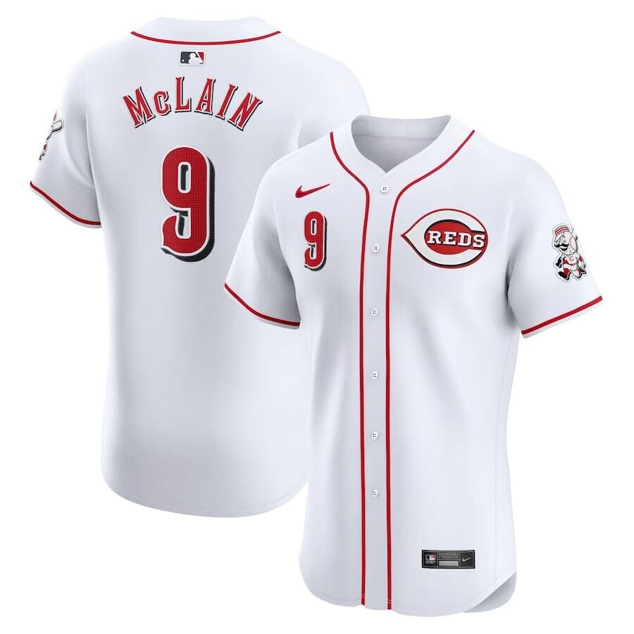 Men's Cincinnati Reds #9 Matt McLain  White Home Elite Player Jersey