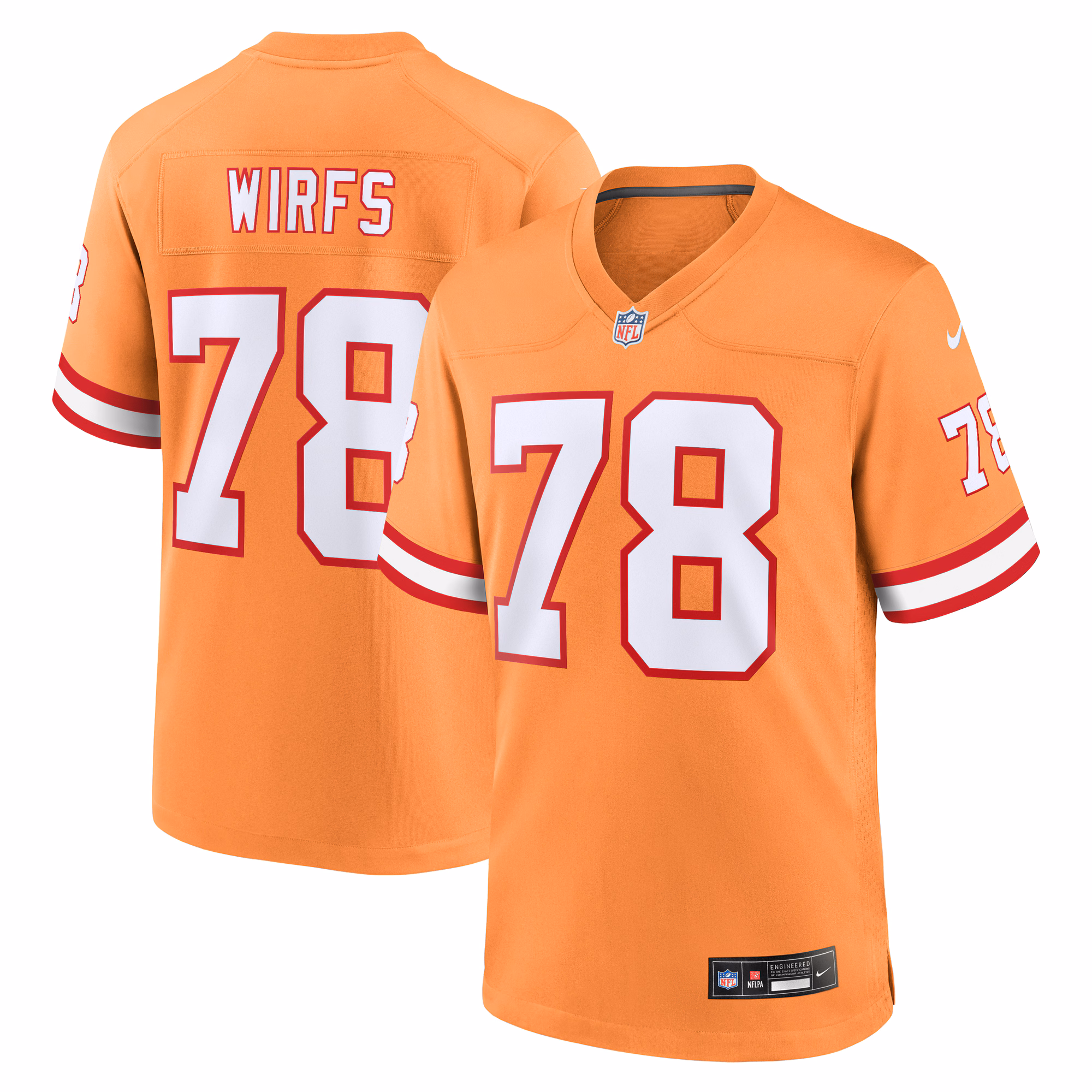 Tristan Wirfs Tampa Bay Buccaneers Throwback Game Jersey - Orange