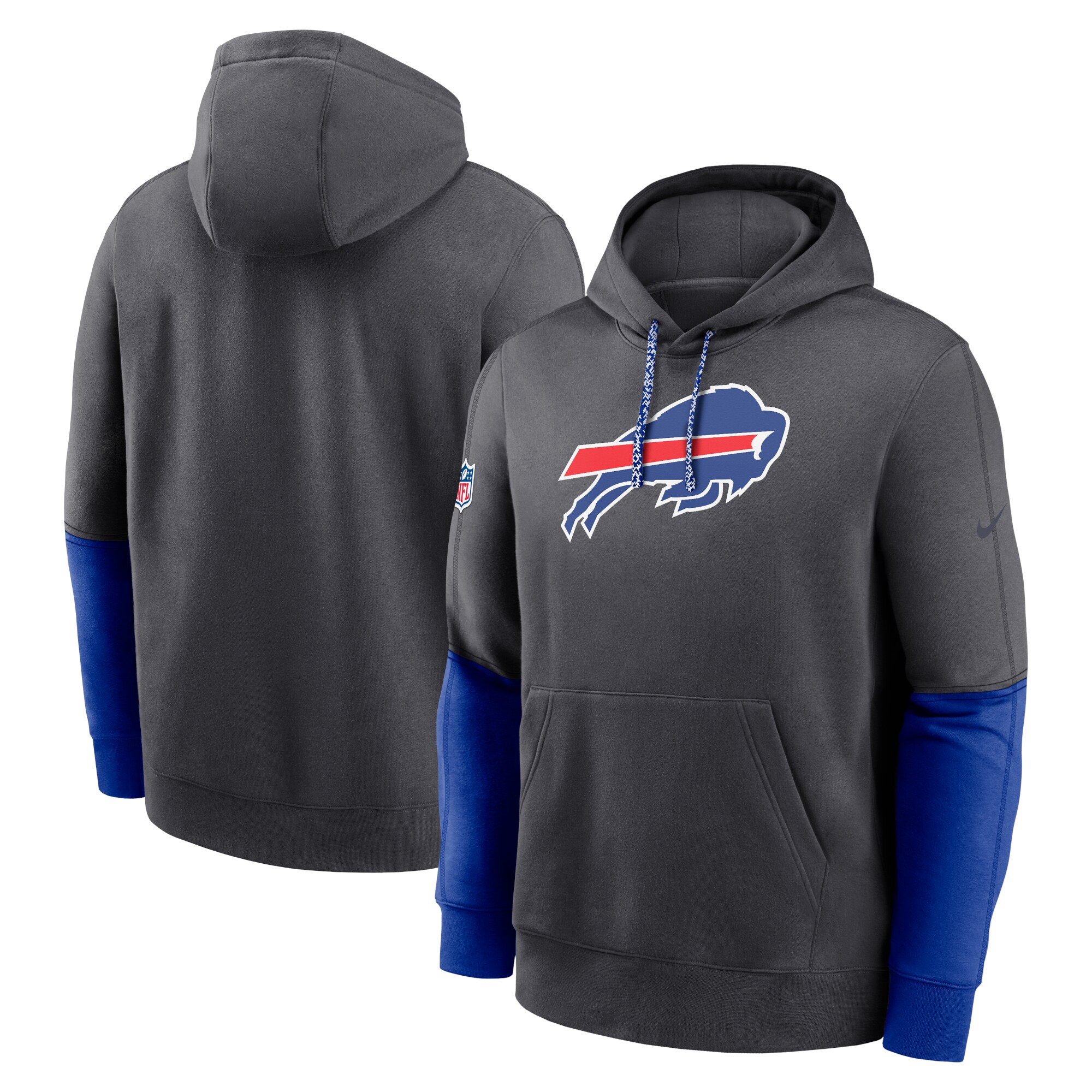 Buffalo Bills 2024 Sideline Club Pullover Hoodie - Anthracite