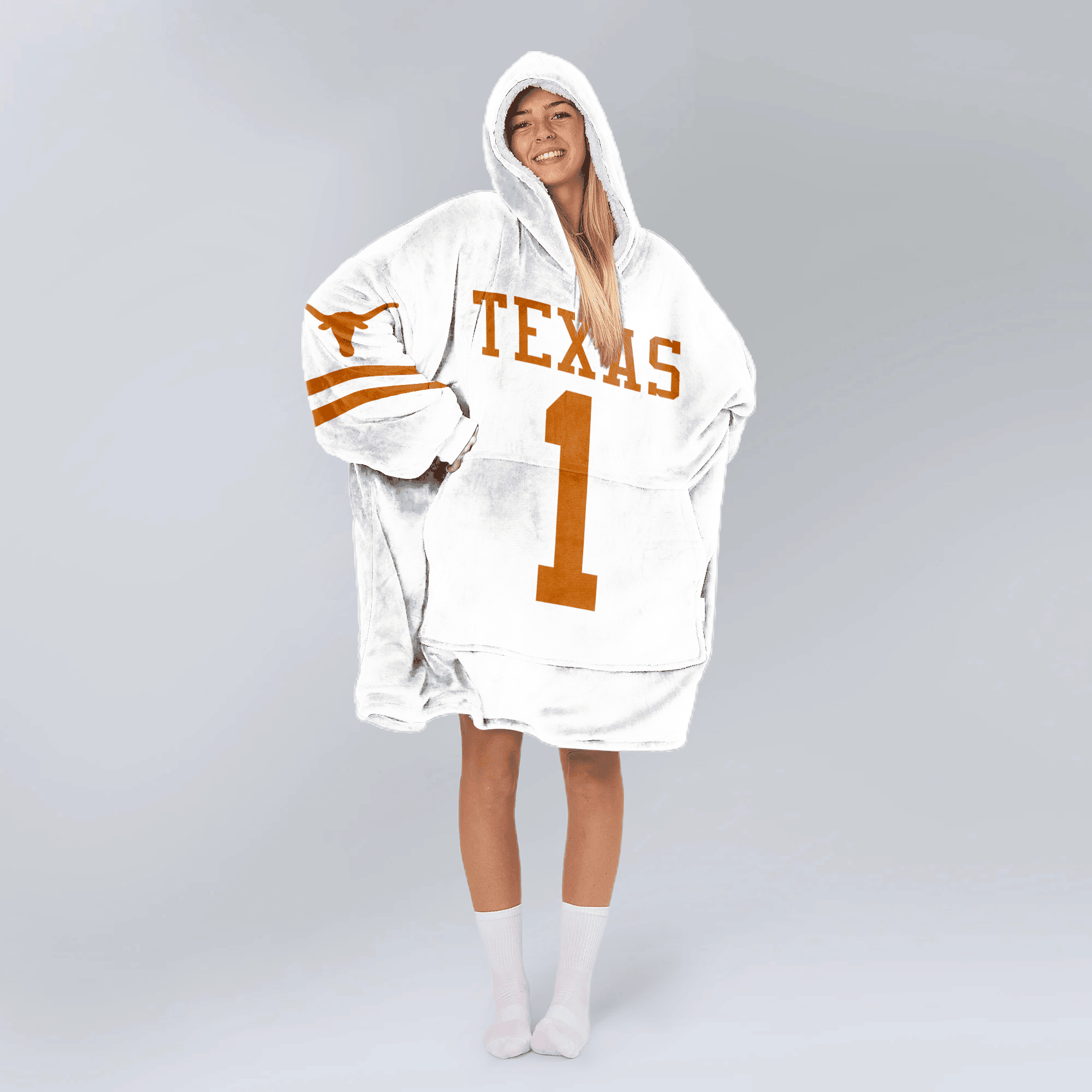 Adult 1 Texas Football Unisex Blanket Hoodie