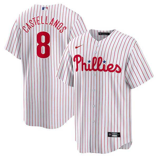 Men's Philadelphia Phillies #8 Nick Castellanos  Player White MLB Jersey