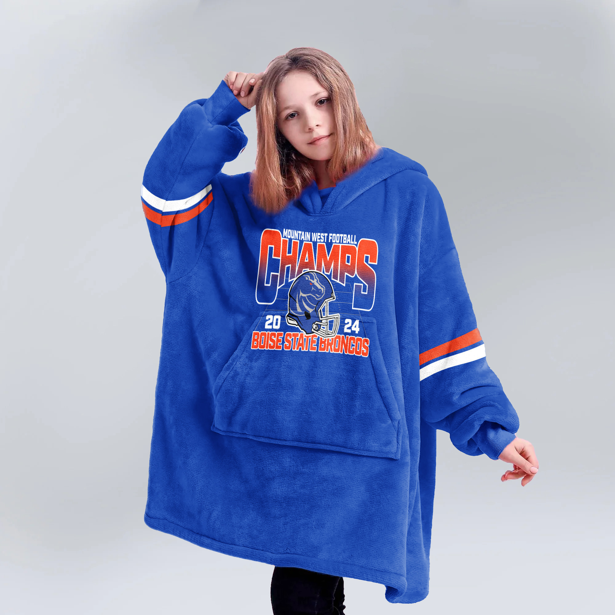 Adult Boise State Football Unisex Blanket Hoodie